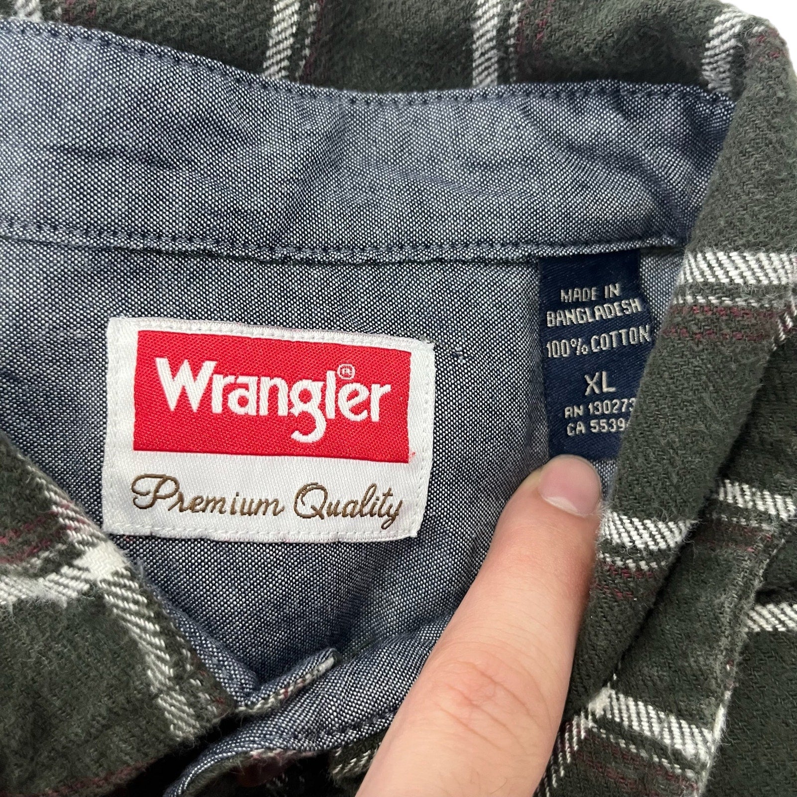 Collection of Wrangler Premium Quality Plaid Long Sleeve Flannel in a gallery layout