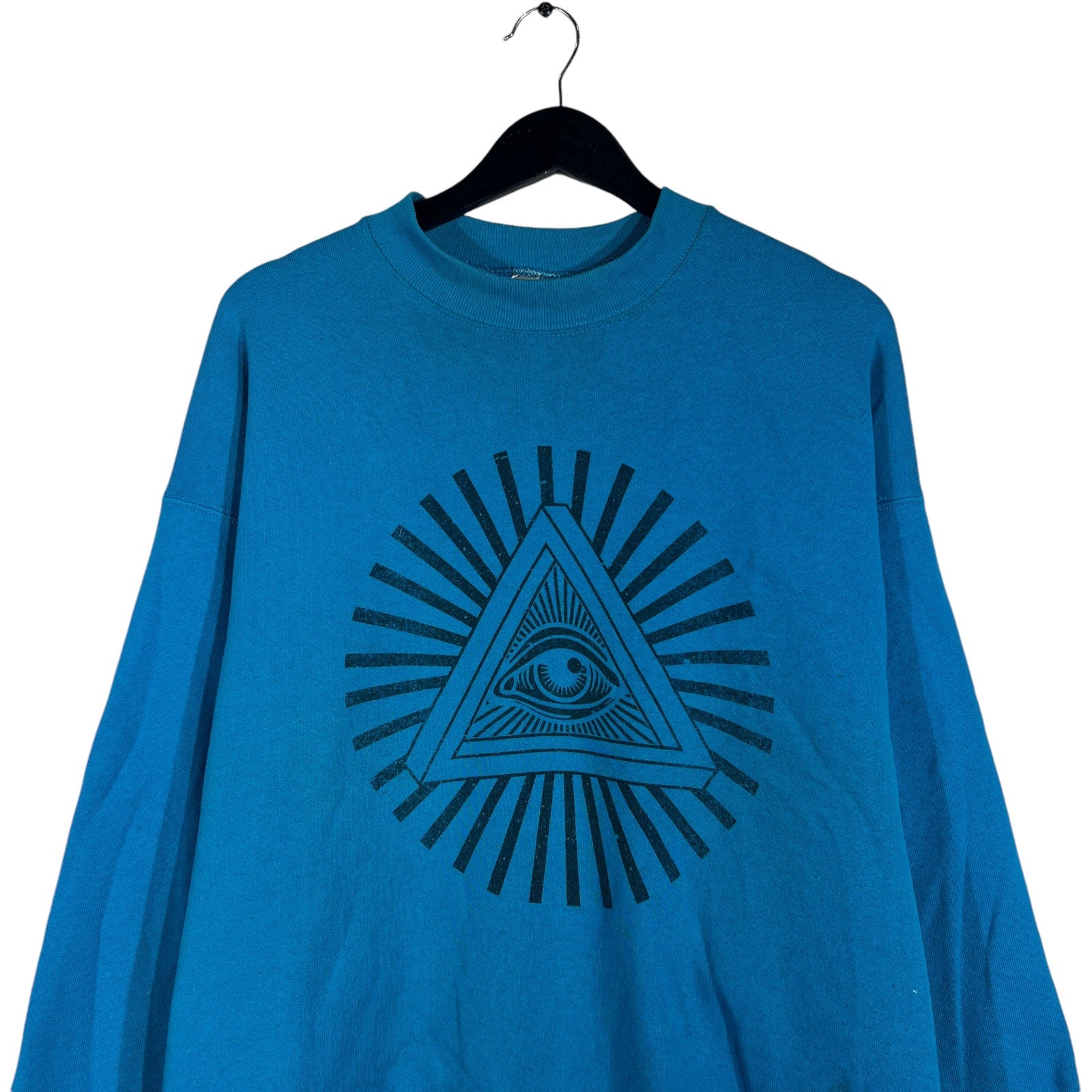 Collection of Fruit Of The Loom All Seeing Illuminati Eye Crewneck in a gallery layout