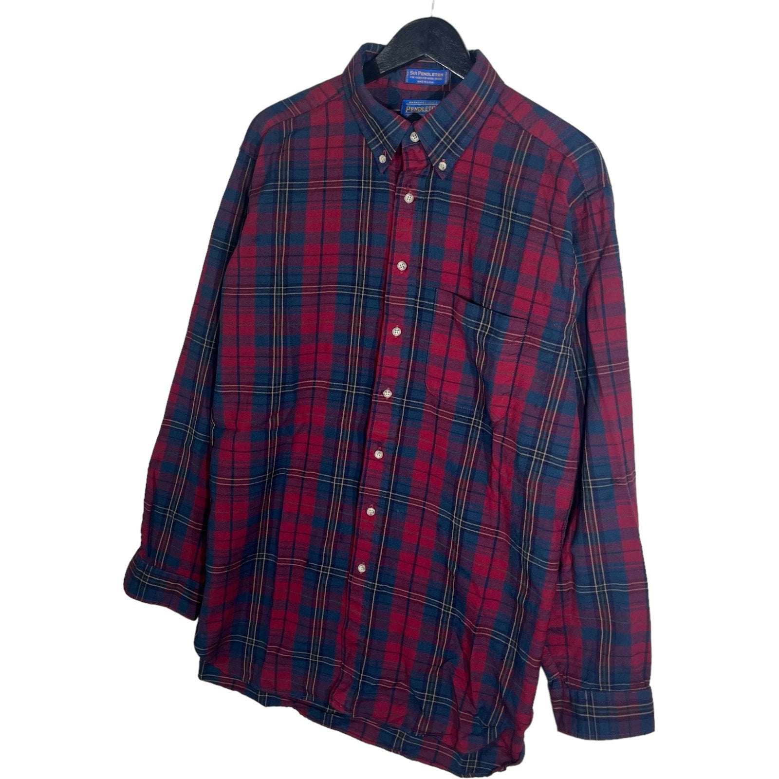 Collection of Pendleton Wool Plaid Distressed Long Sleeve Flannel in a gallery layout