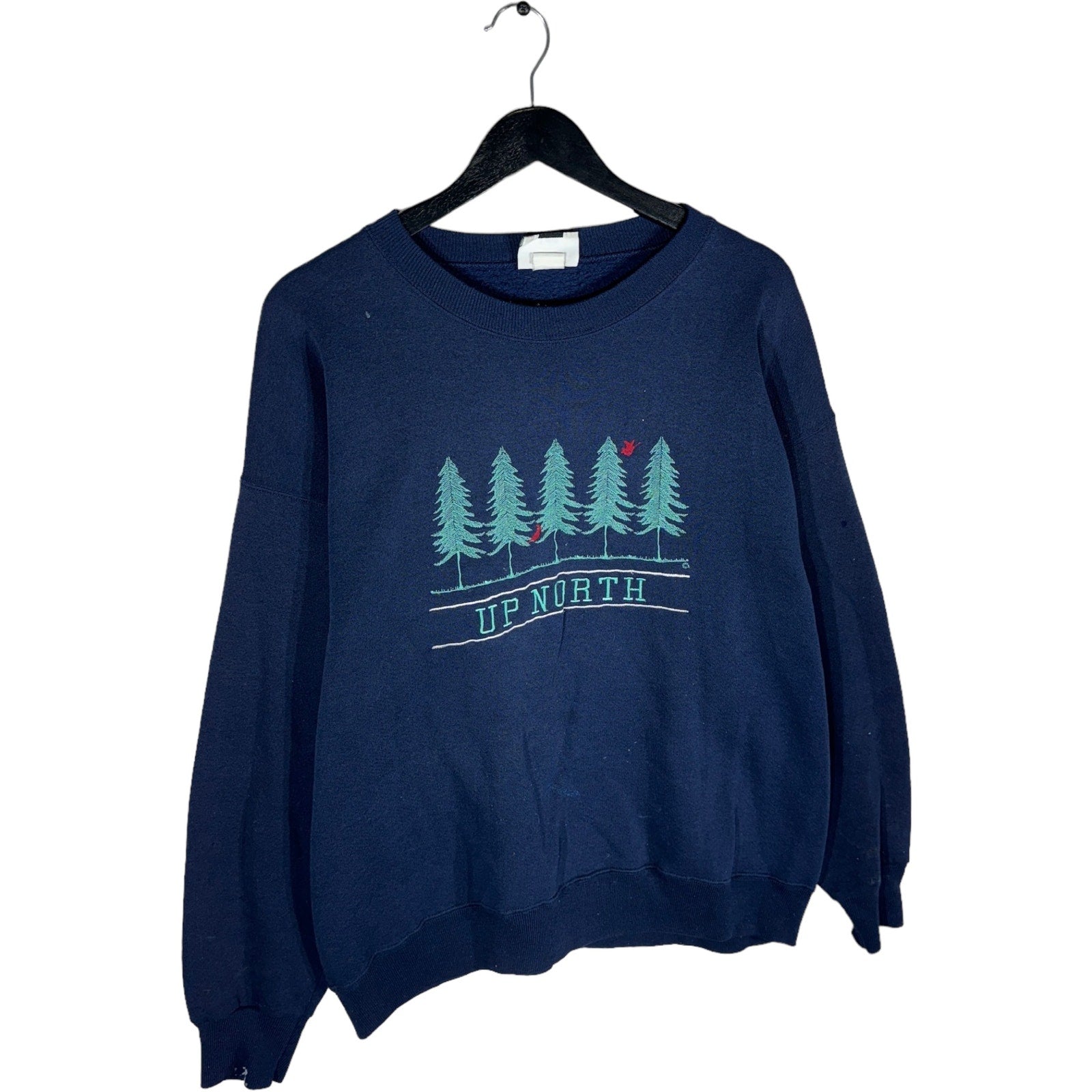 Collection of Embroidered Evergreen Trees Pullover Crewneck in a gallery layout