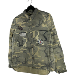 Collection of Zara Trafaluc Camo Military Long Sleeve Button Up in a gallery layout