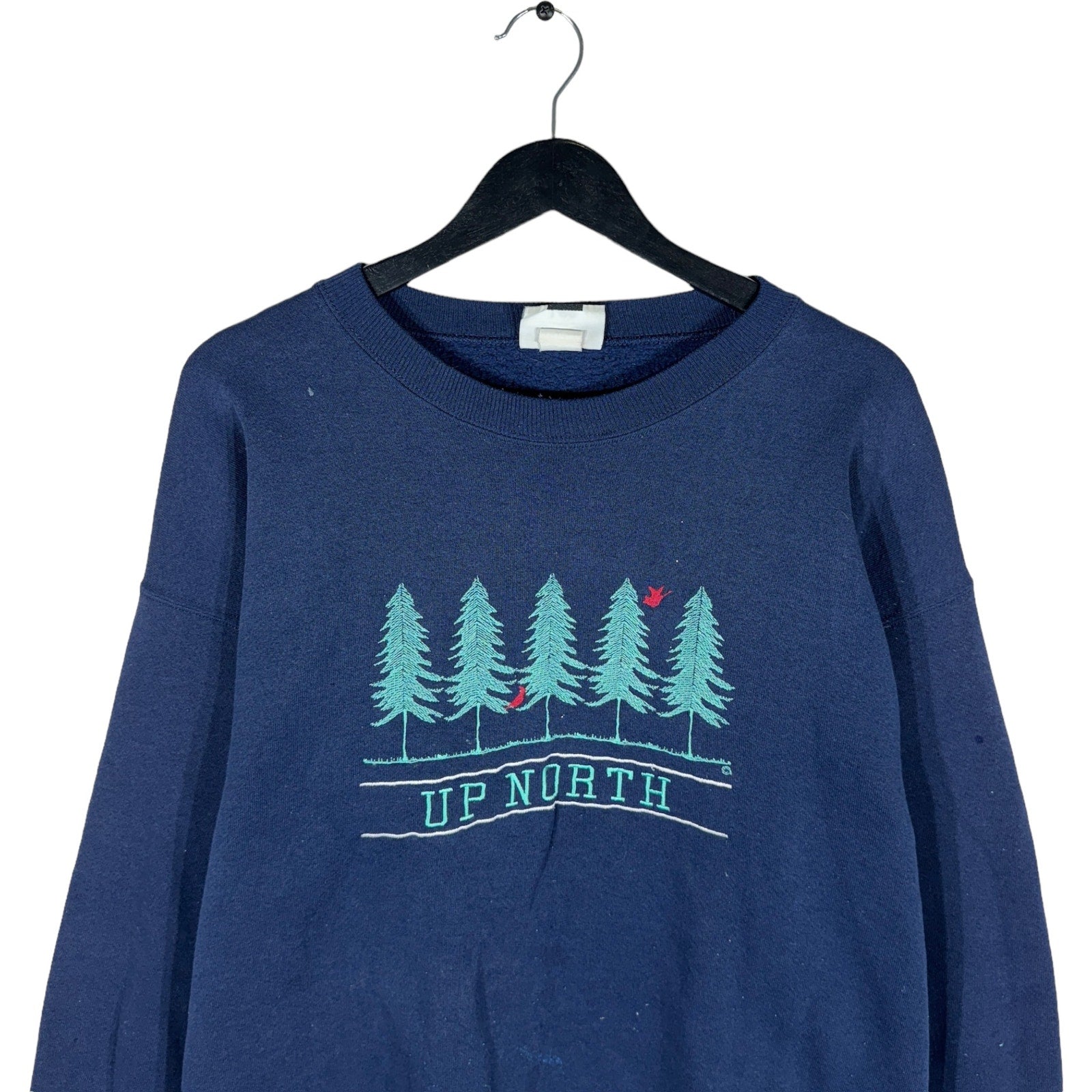 Collection of Embroidered Evergreen Trees Pullover Crewneck in a gallery layout
