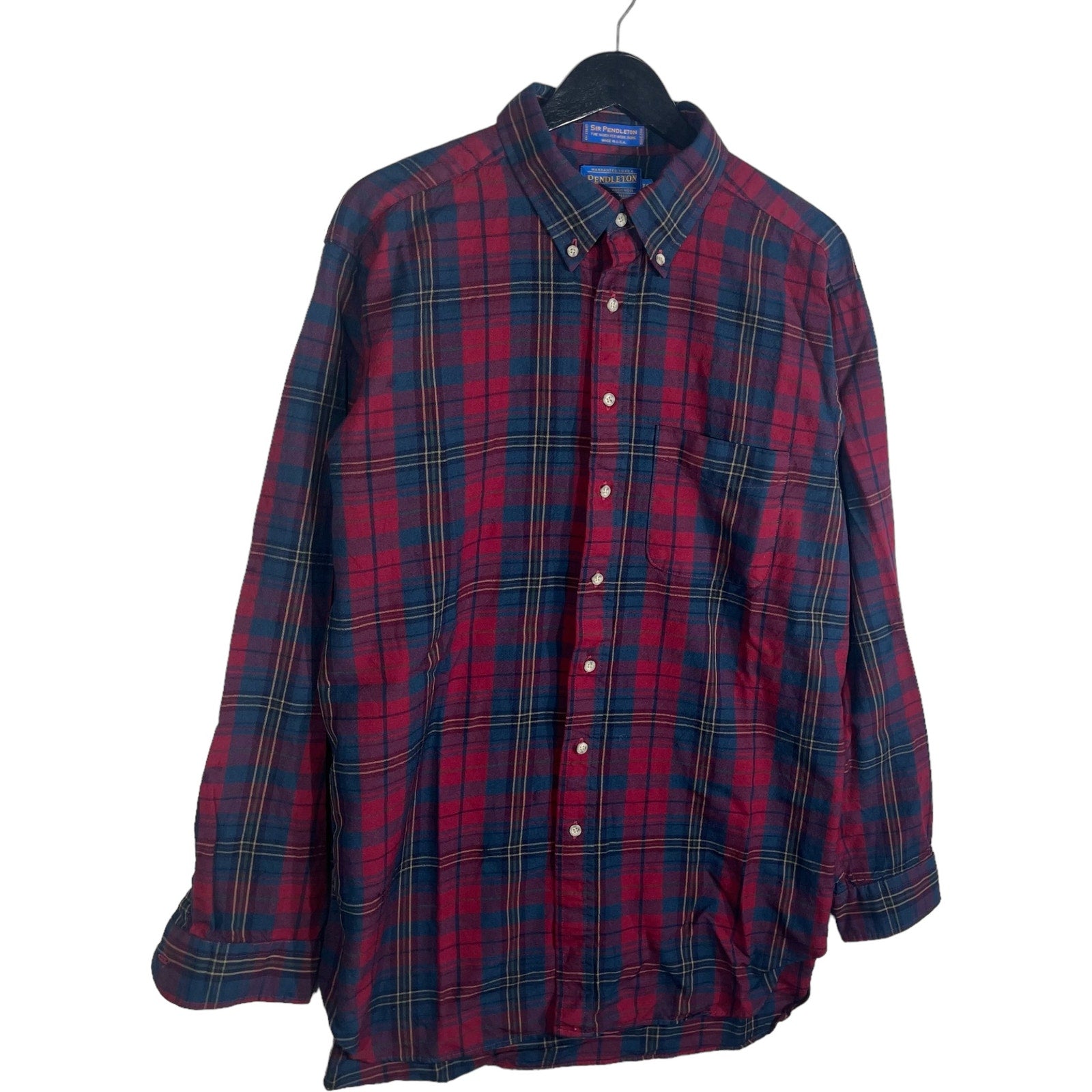 Collection of Pendleton Wool Plaid Distressed Long Sleeve Flannel in a gallery layout