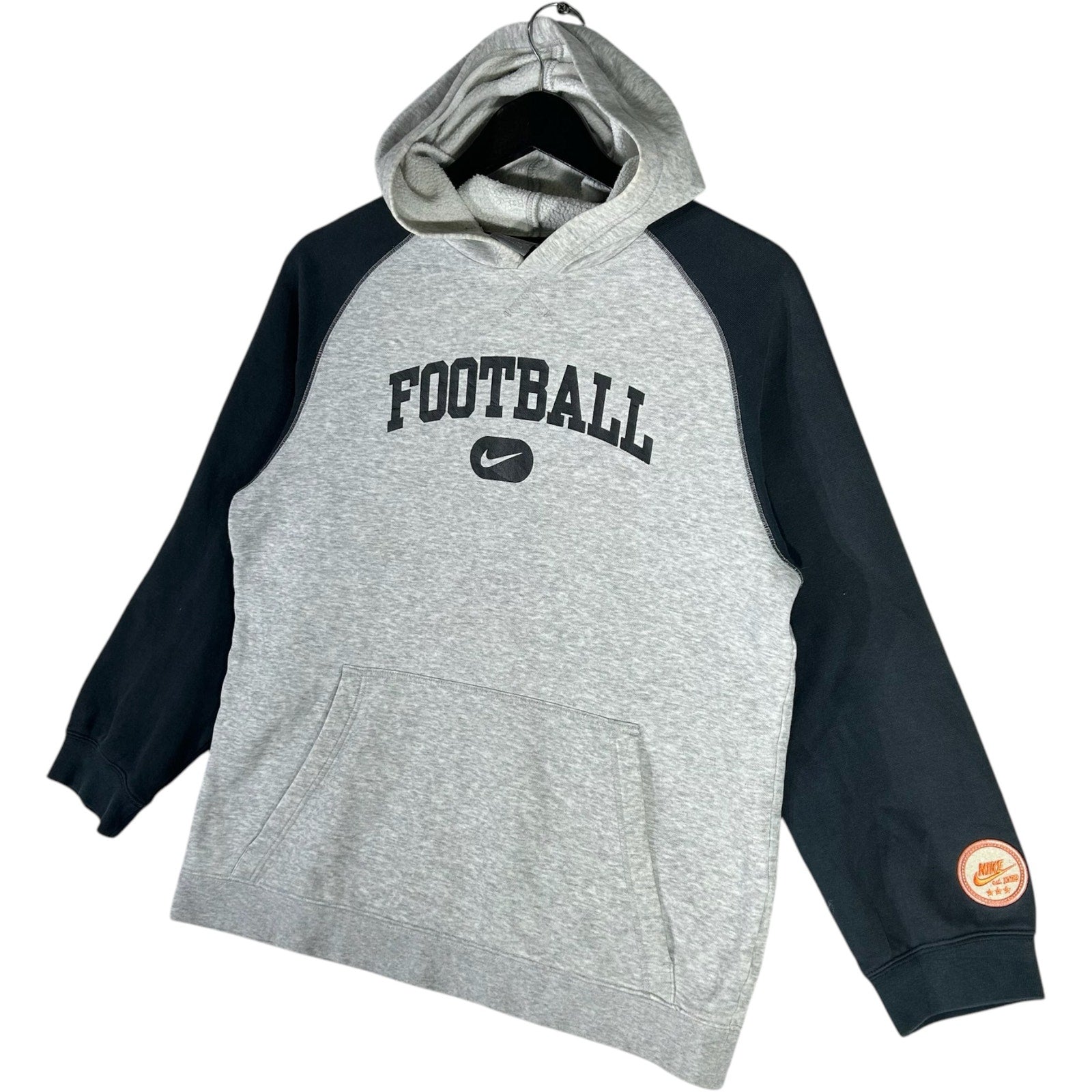 Collection of Youth Nike Football Arc Spell Out Center Swoosh Hoodie in a gallery layout