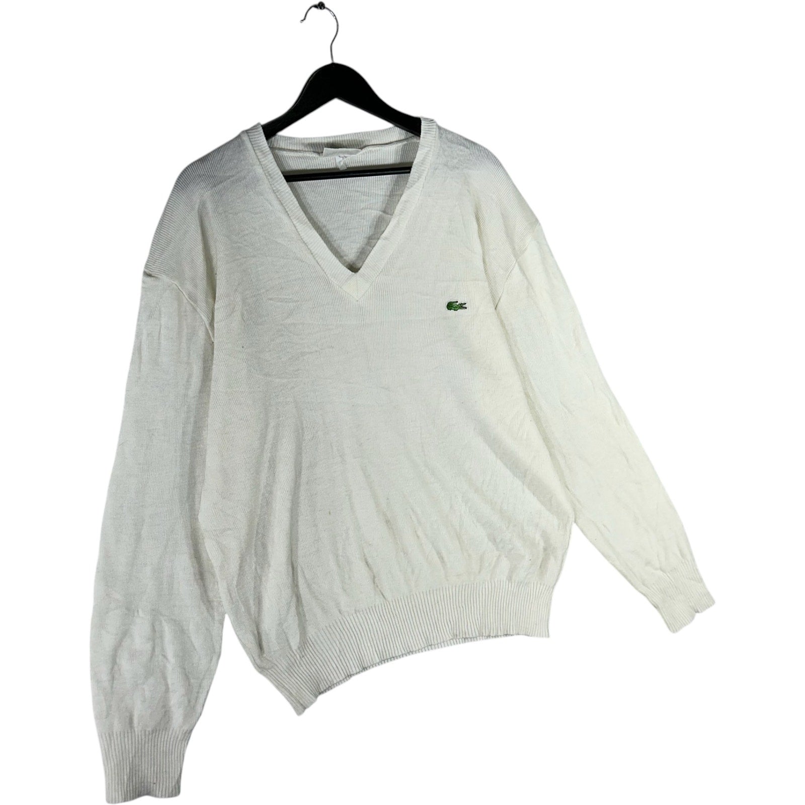Collection of Vintage Lacoste Mini Logo V Neck Sweater in a gallery layout