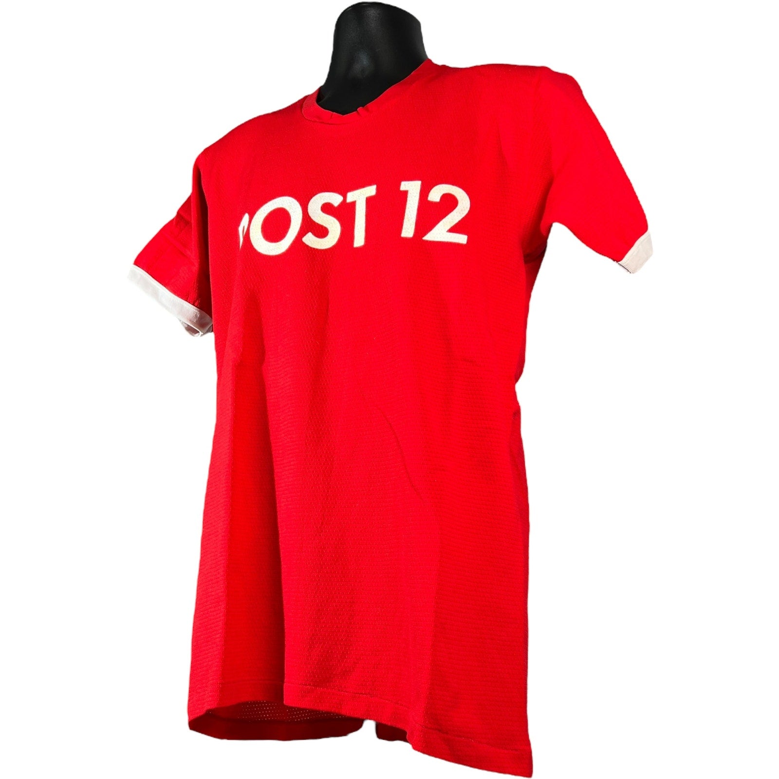 Collection of Vintage 70s Mesh Post 12 Russell Jersey Tee in a gallery layout