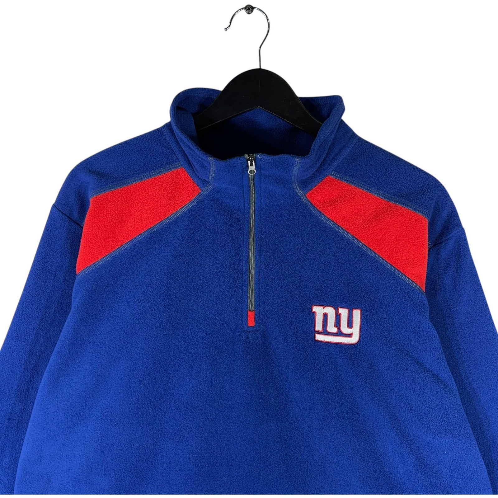 Collection of NFL Team Aparel New York Giants Chest Logo 1/4 Zip Fleece in a gallery layout