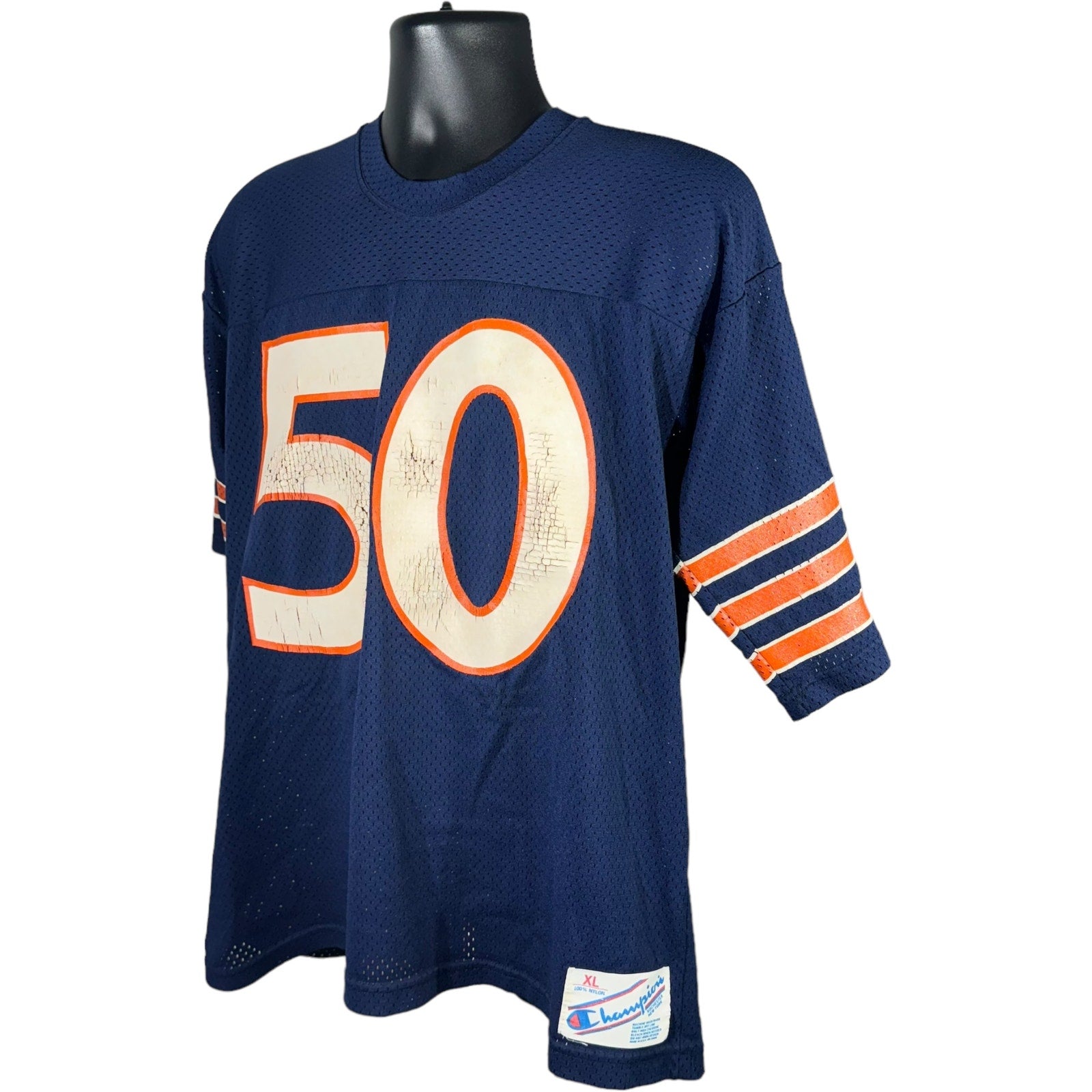 Collection of Vintage Champion NFL Chicago Bears Mike Singletary 50 Jersey in a gallery layout