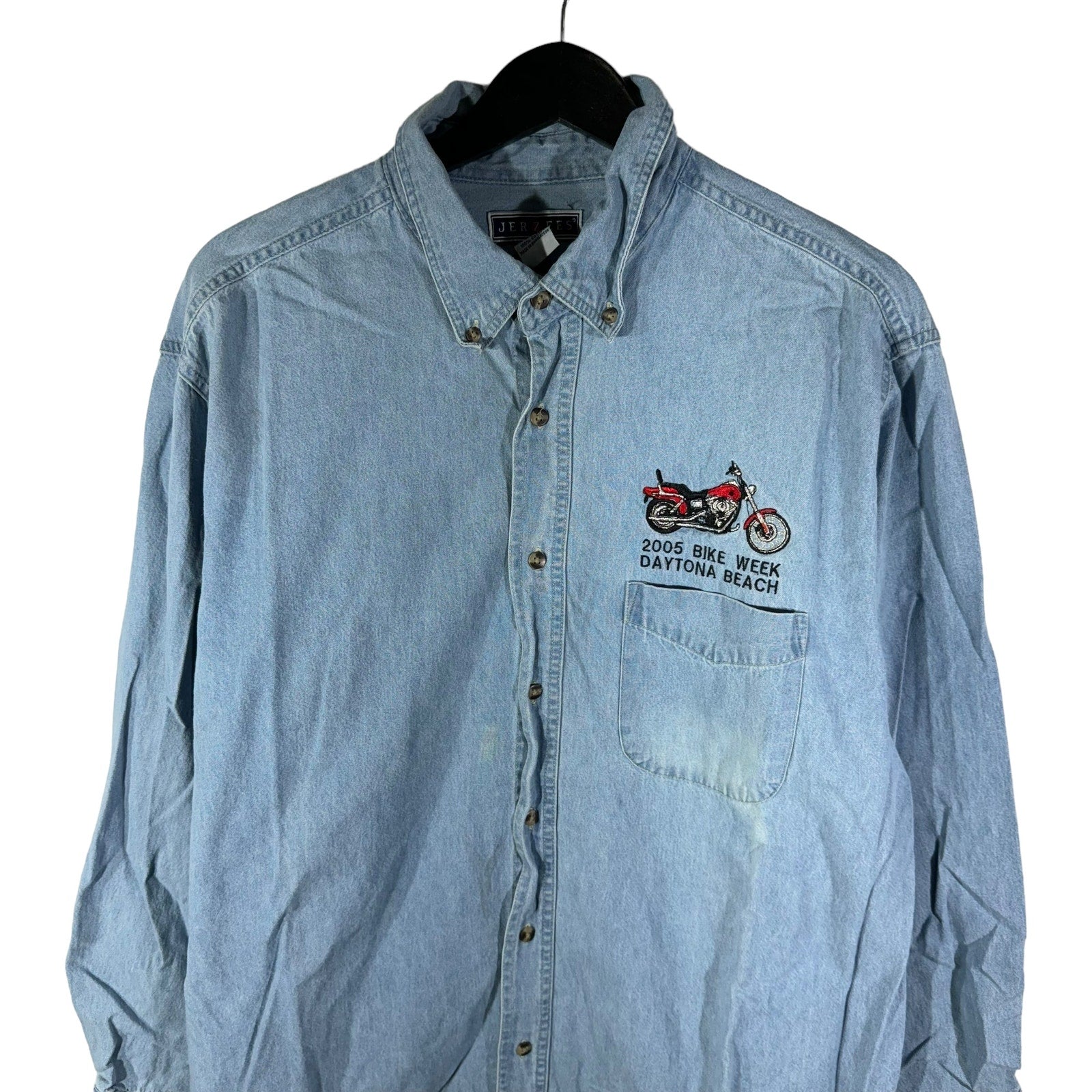 Collection of Jerzees 2005 Bike week Daytona Beach Button Down Denim in a gallery layout