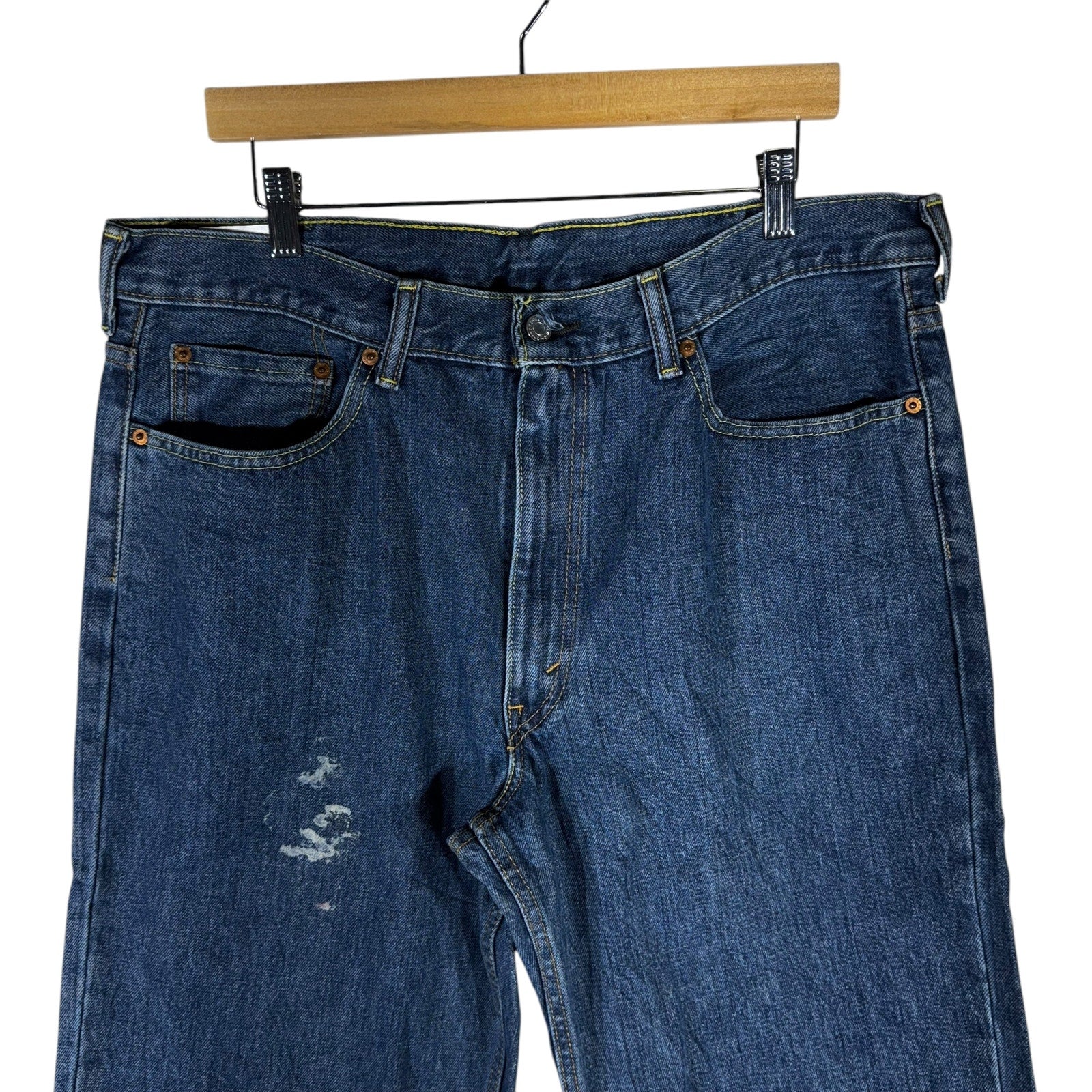 Collection of Levi's Straight Leg Denim Jeans 38 x 32 in a gallery layout