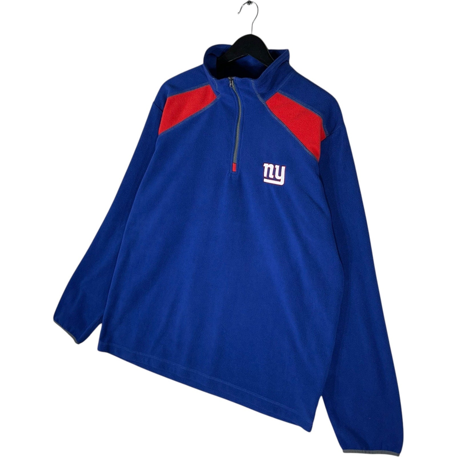 Collection of NFL Team Aparel New York Giants Chest Logo 1/4 Zip Fleece in a gallery layout