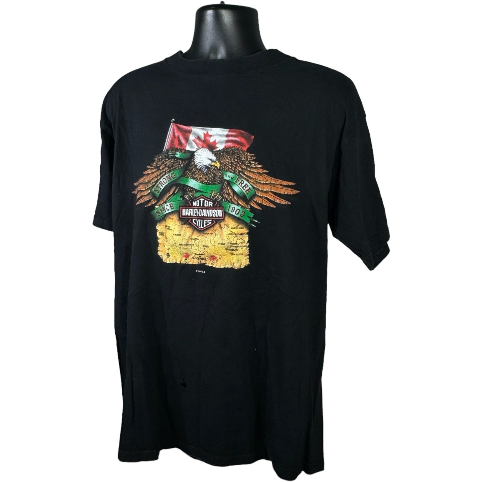 Collection of Vintage Harley Davidson Canada British Columbia Tee 1998 in a gallery layout