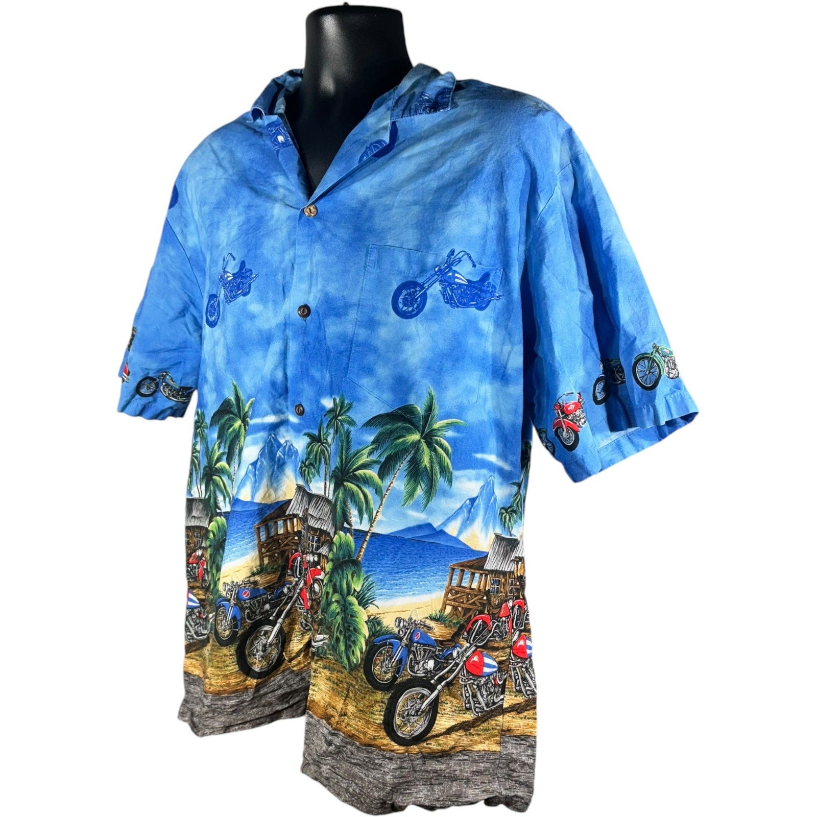 Collection of KY's Motorcycle Hawaiian Short Sleeve Button Up in a gallery layout