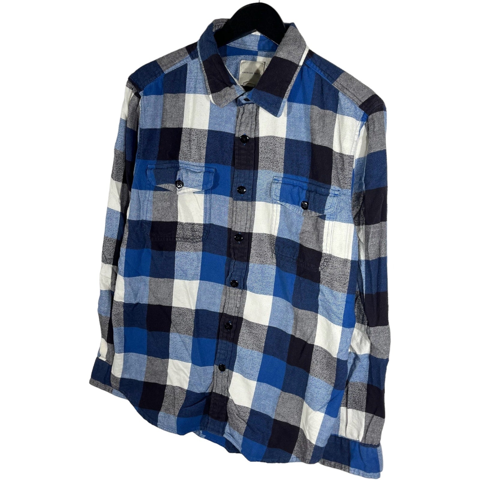 Collection of American Eagle Plaid Long Sleeve Flannel in a gallery layout