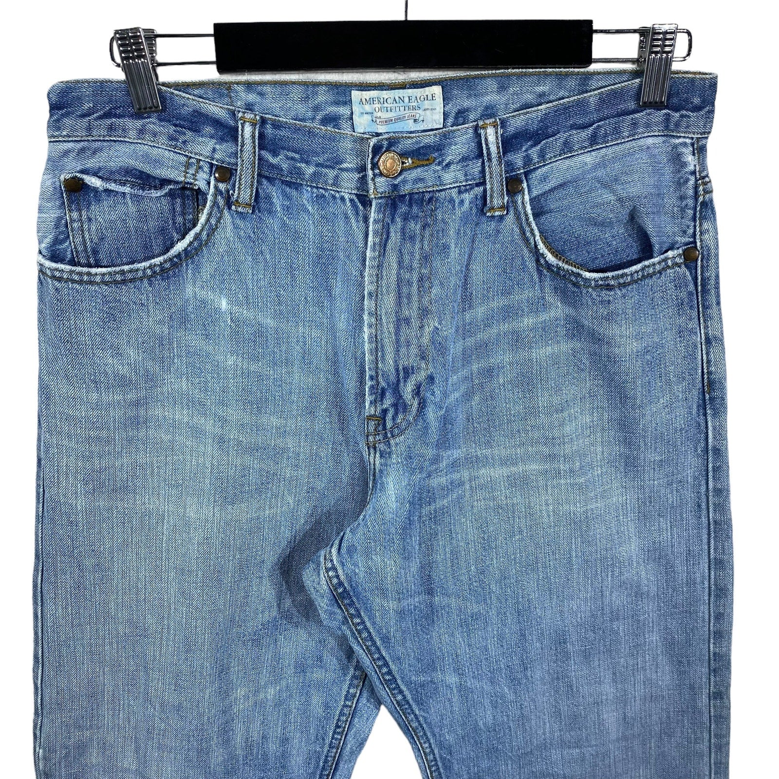 Collection of American Eagle Outfitter Denim Straight Leg Jeans 32x30 in a gallery layout