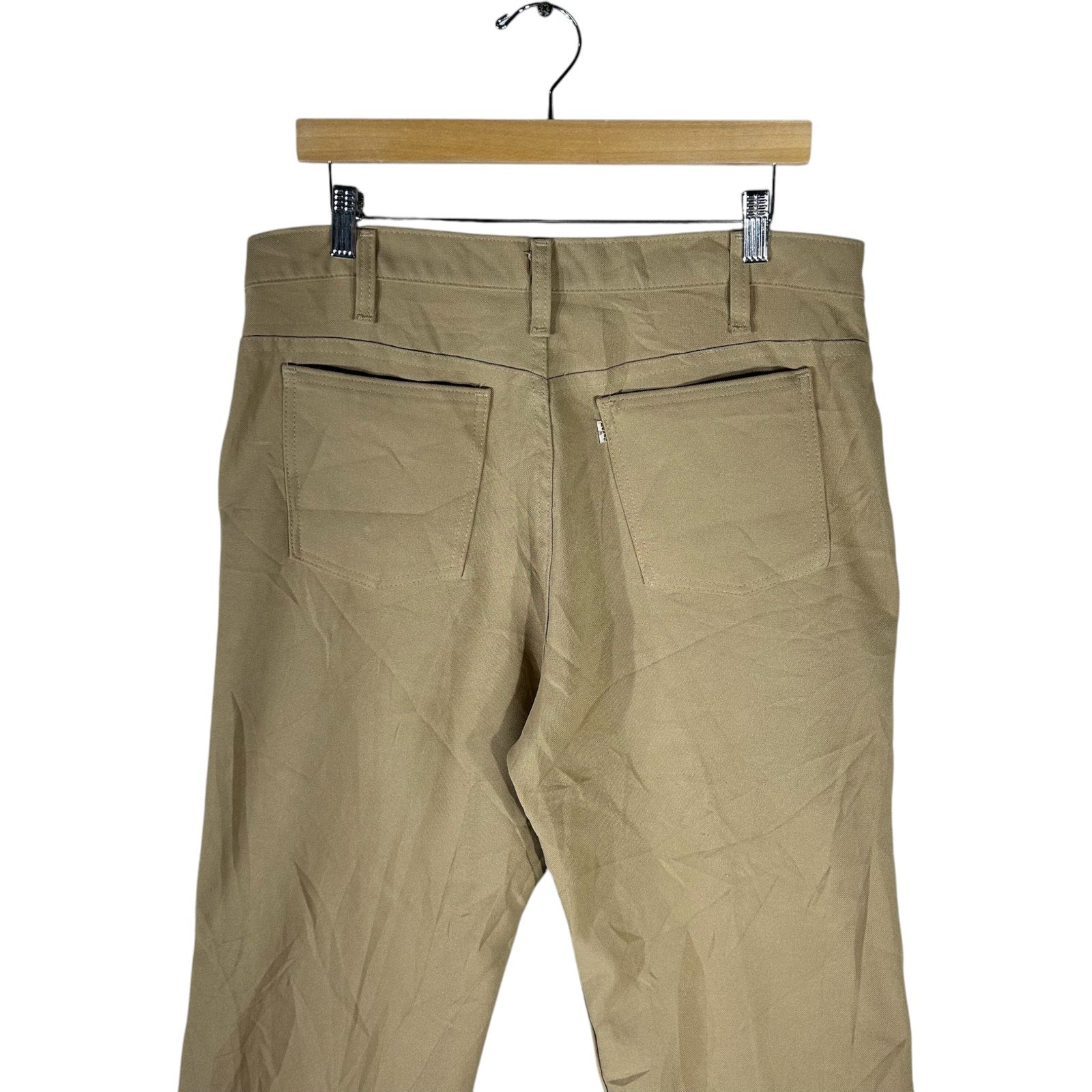 Collection of Vintage Levi's 100% Dacron Polyester Straight Leg Pants 35x26 in a gallery layout