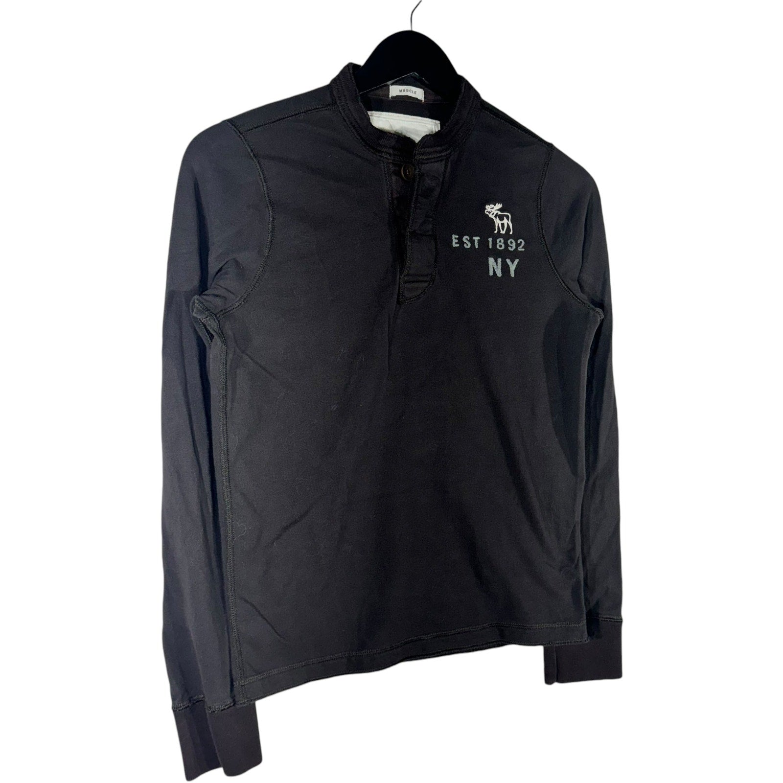 Collection of Abercrombie & Fitch Henley Long Sleeve in a gallery layout