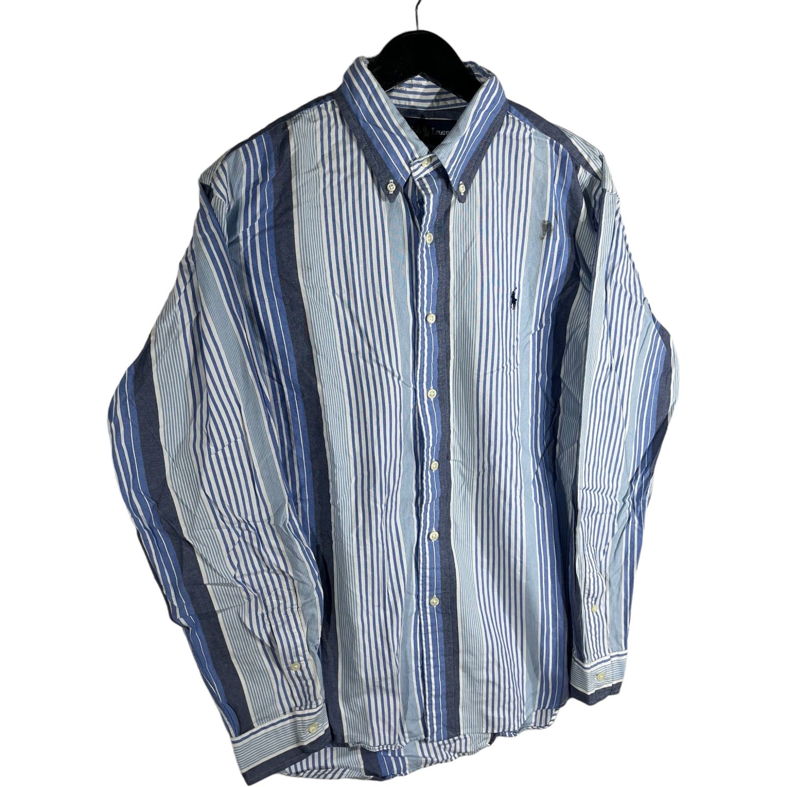 Collection of Ralph Lauren Classic Fit Striped Long Sleeve Dress Shirt in a gallery layout