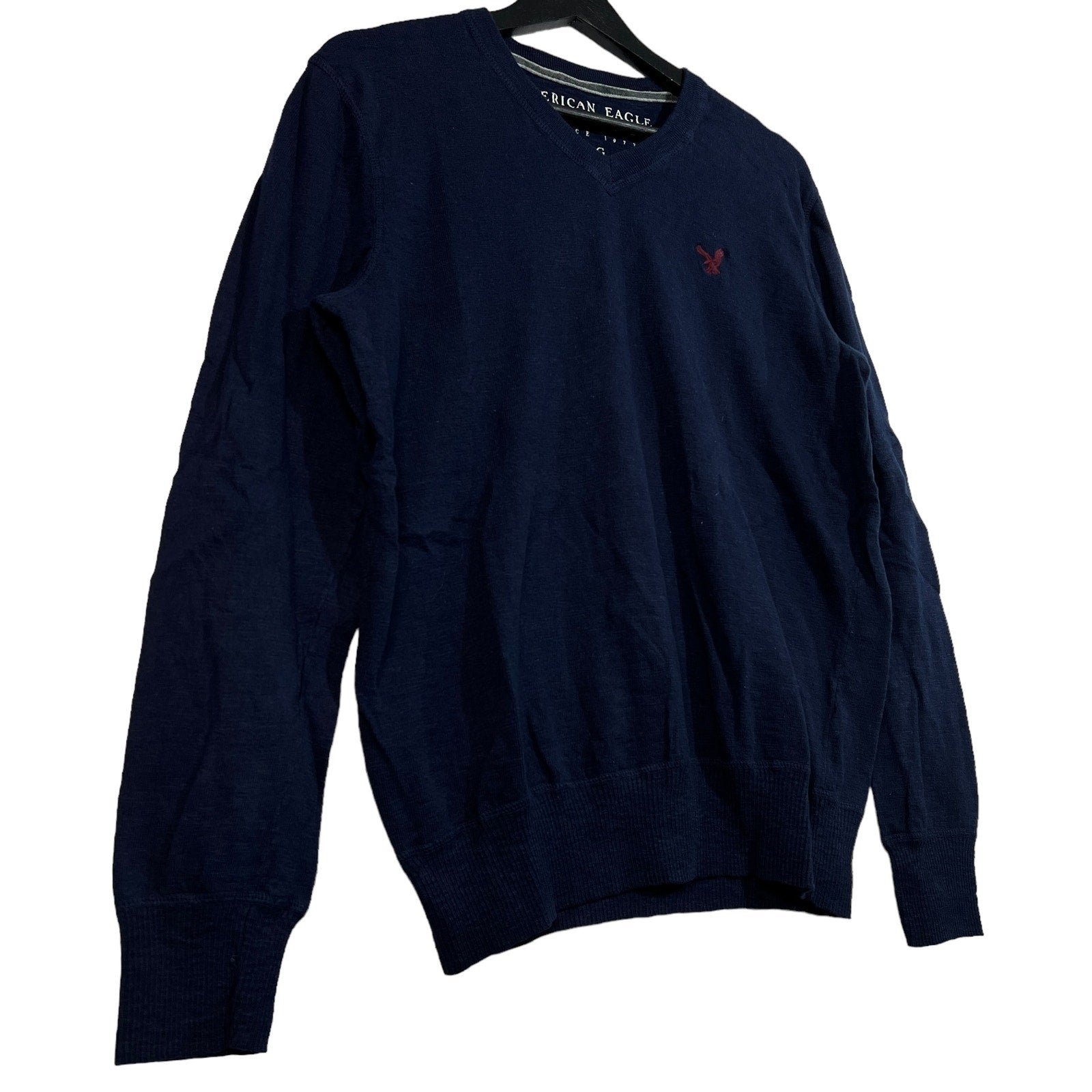 Collection of American Eagle Cotton V-Neck Sweater in a gallery layout