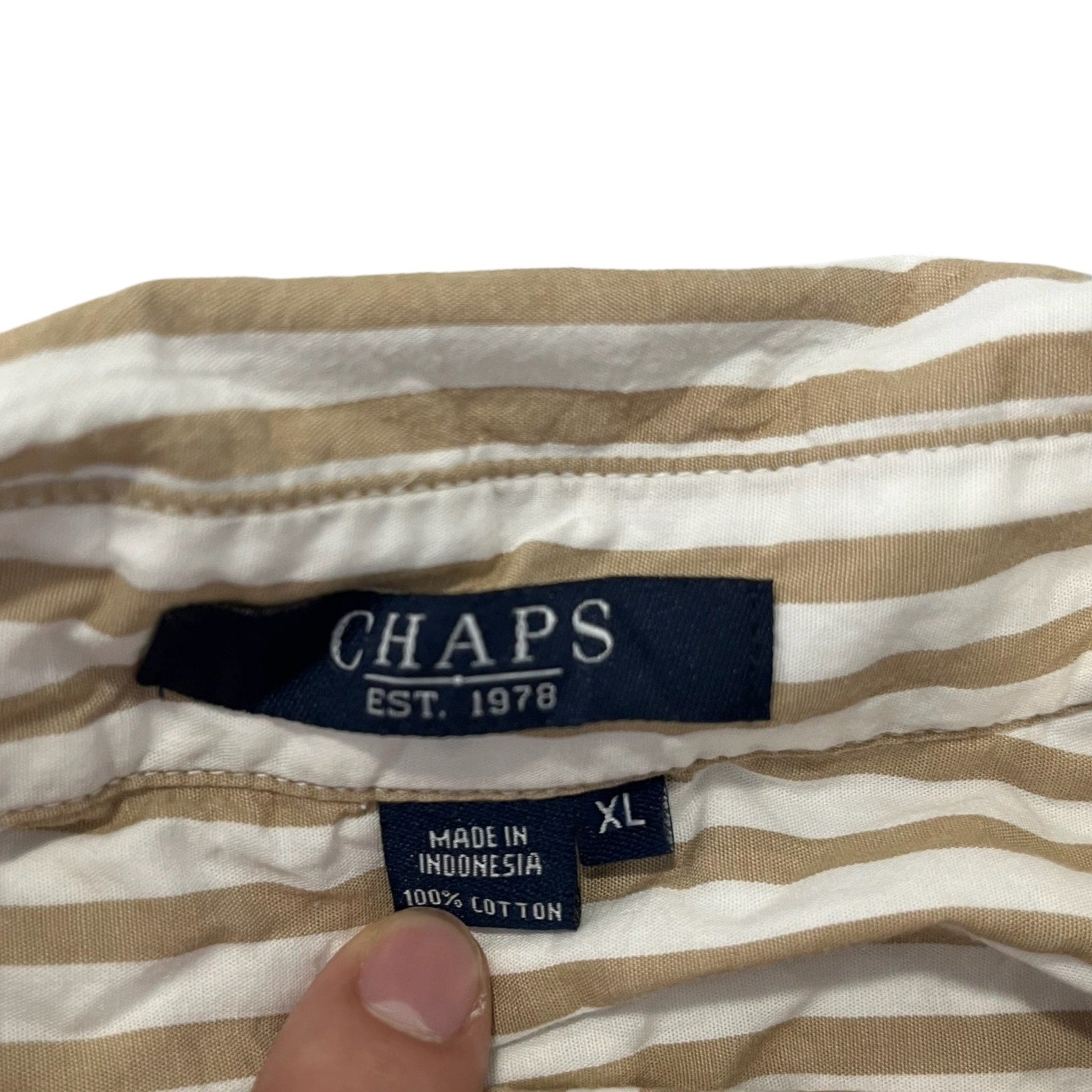 Collection of Chaps Striped Long Sleeve Button Down in a gallery layout