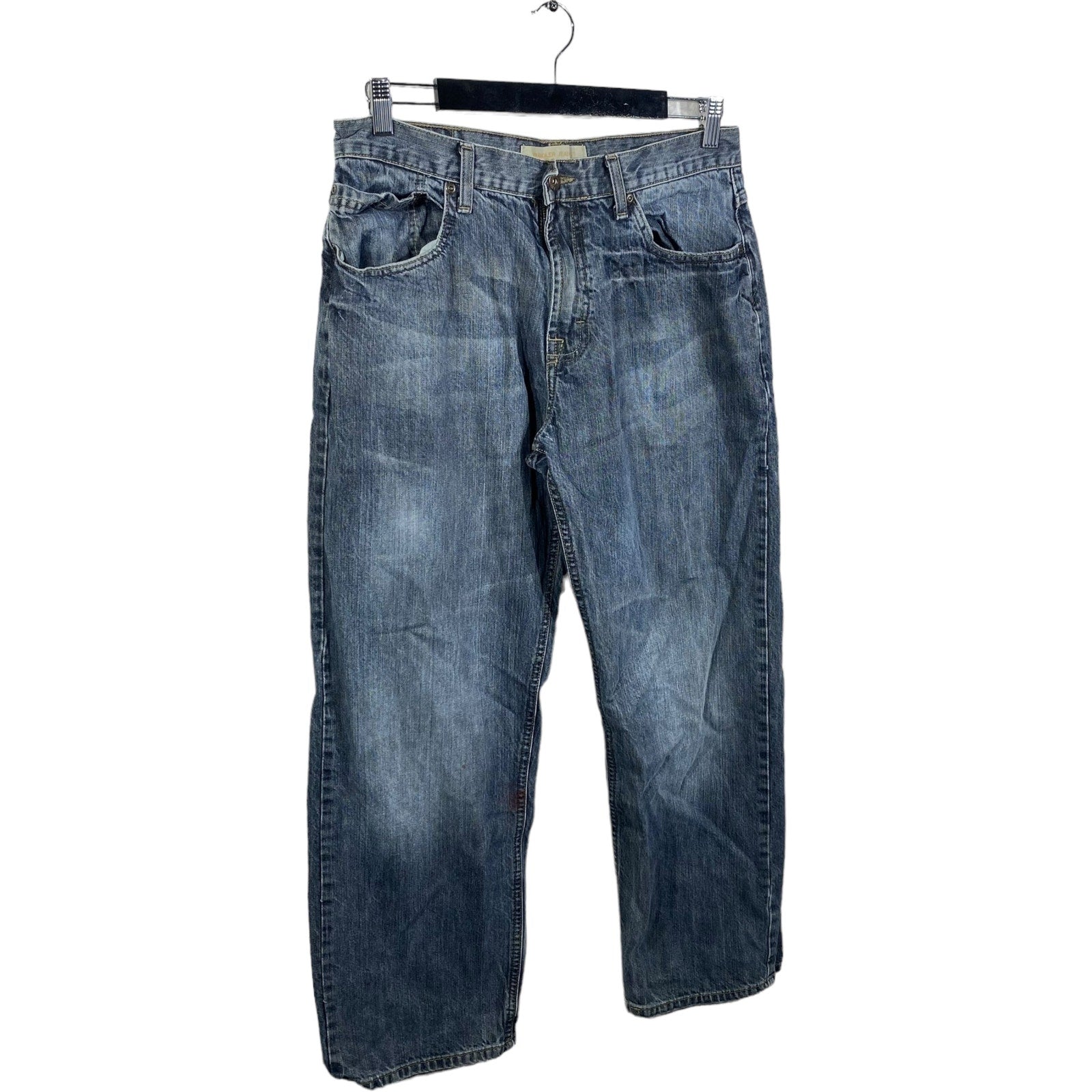 Collection of Wrangler Straight Leg Loose Dark Wash Denim Pants in a gallery layout