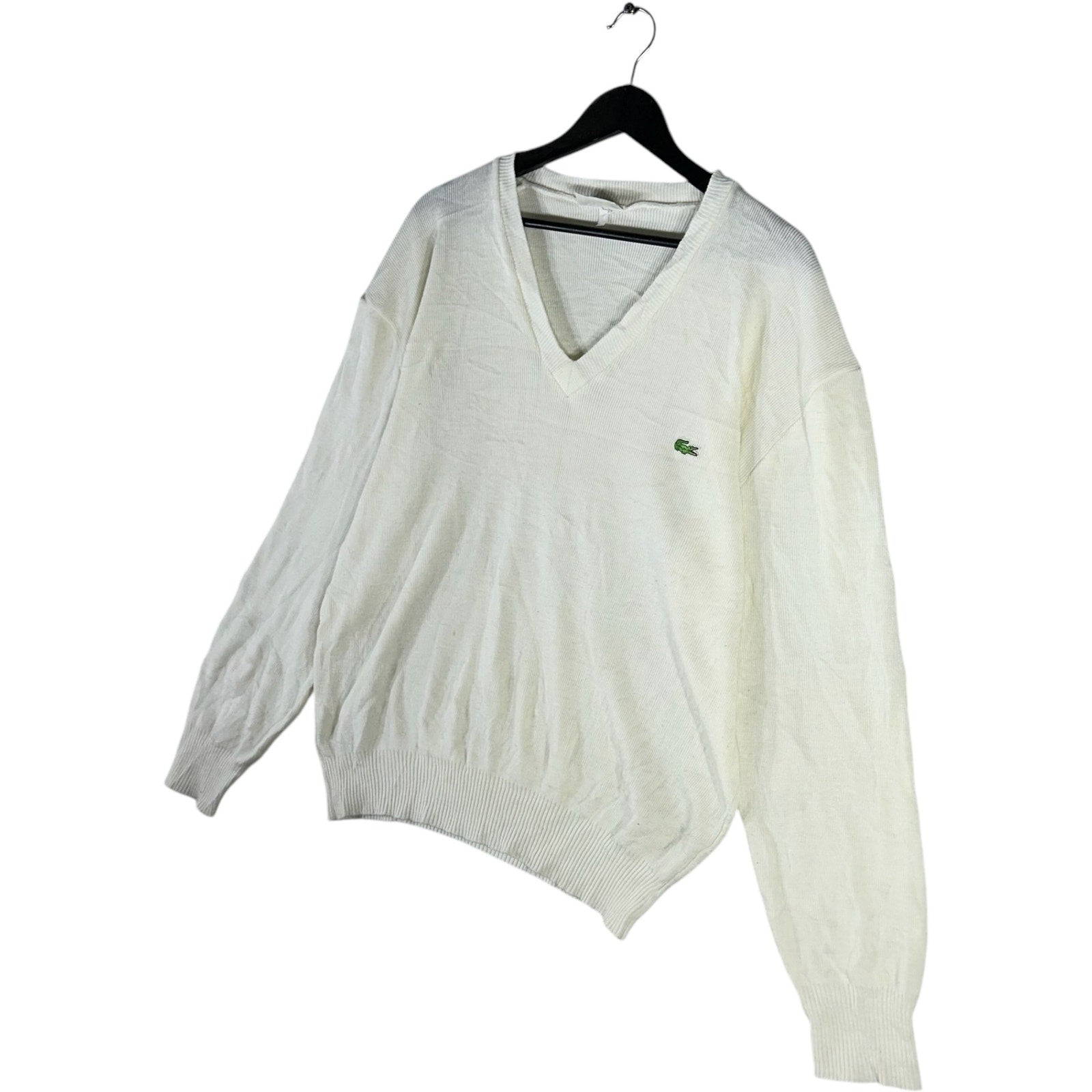 Collection of Vintage Lacoste Mini Logo V Neck Sweater in a gallery layout