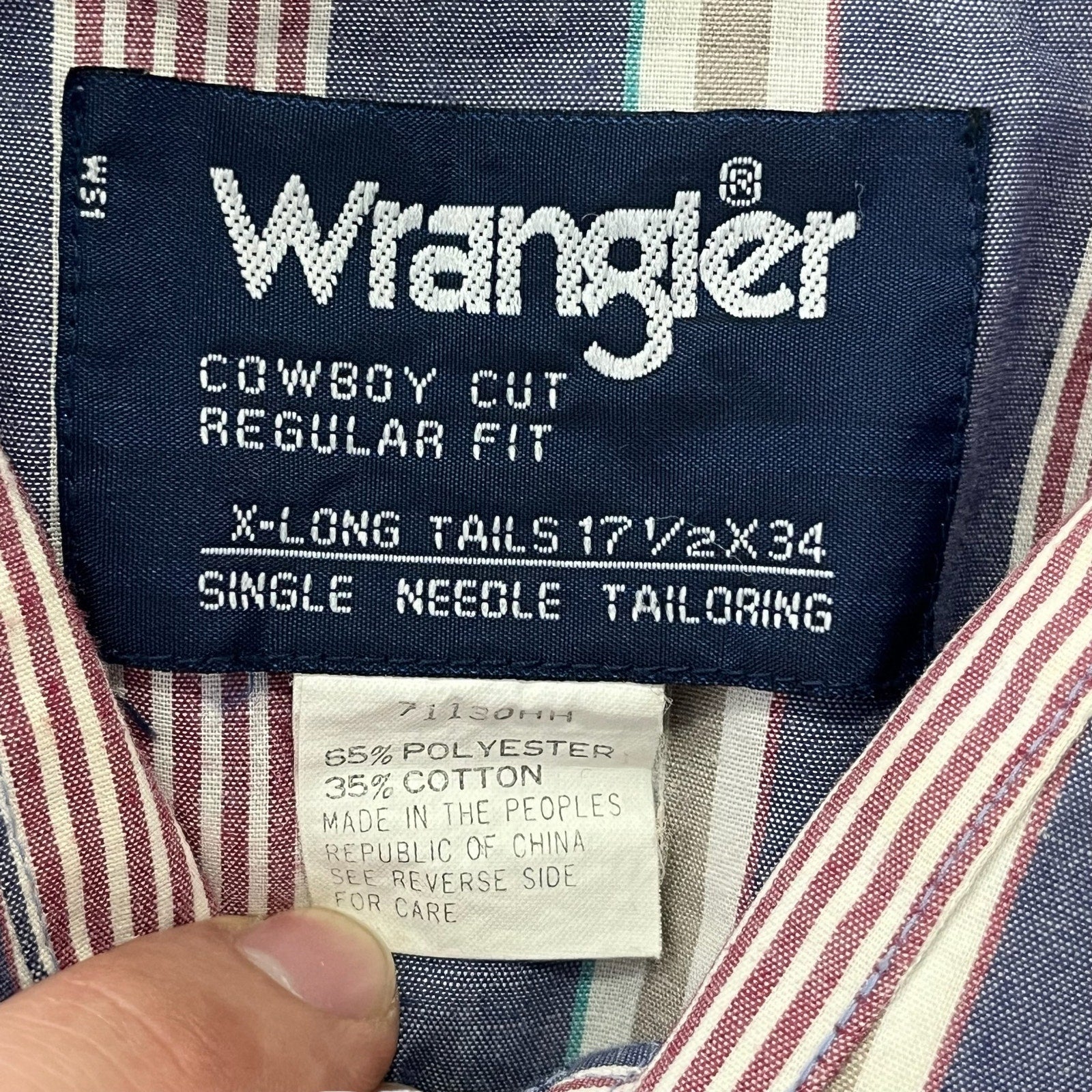 Collection of Wrangler Cowboy Fit Stripe Long Sleeve Button Down in a gallery layout