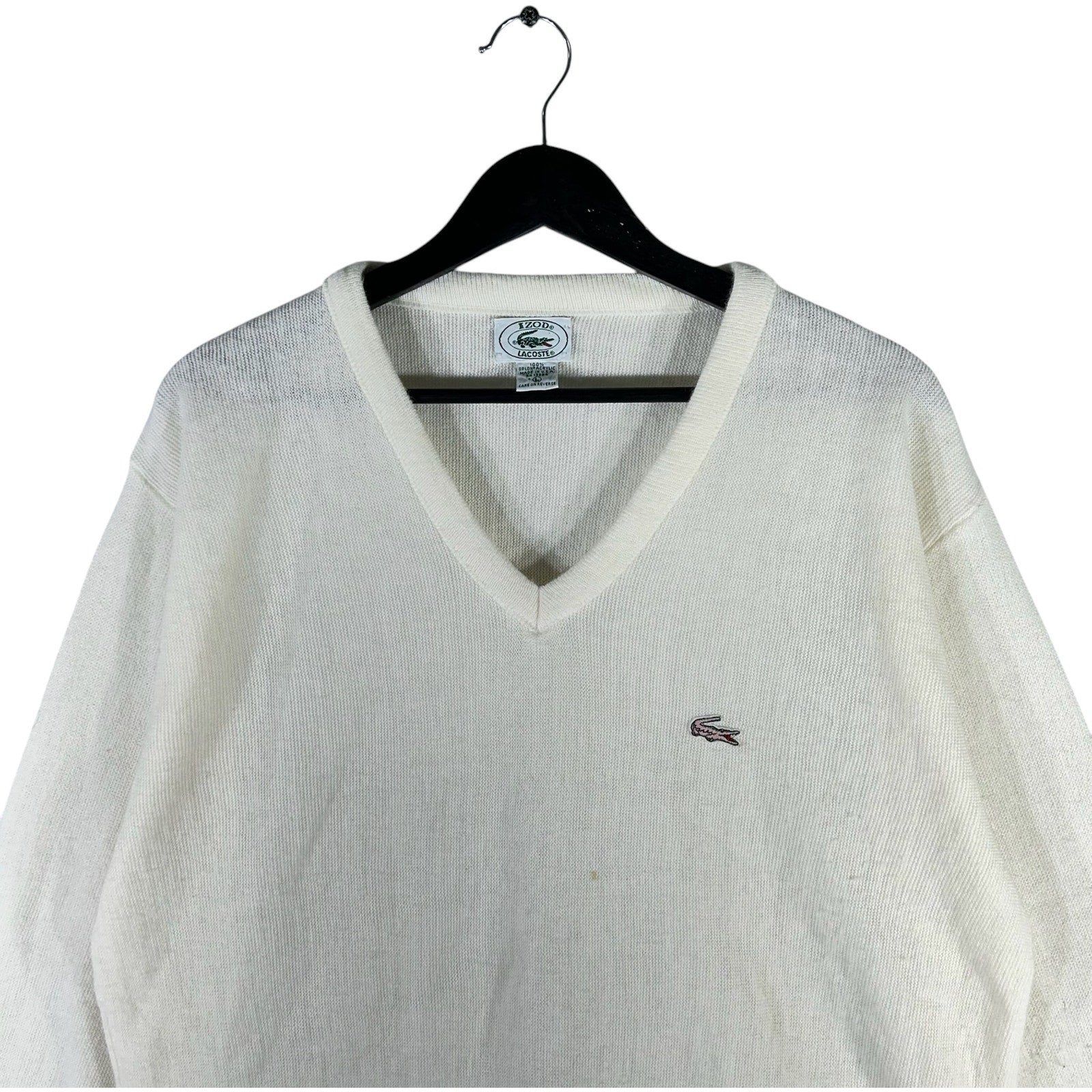 Collection of Lacoste Mini Logo V-Neck Sweater in a gallery layout