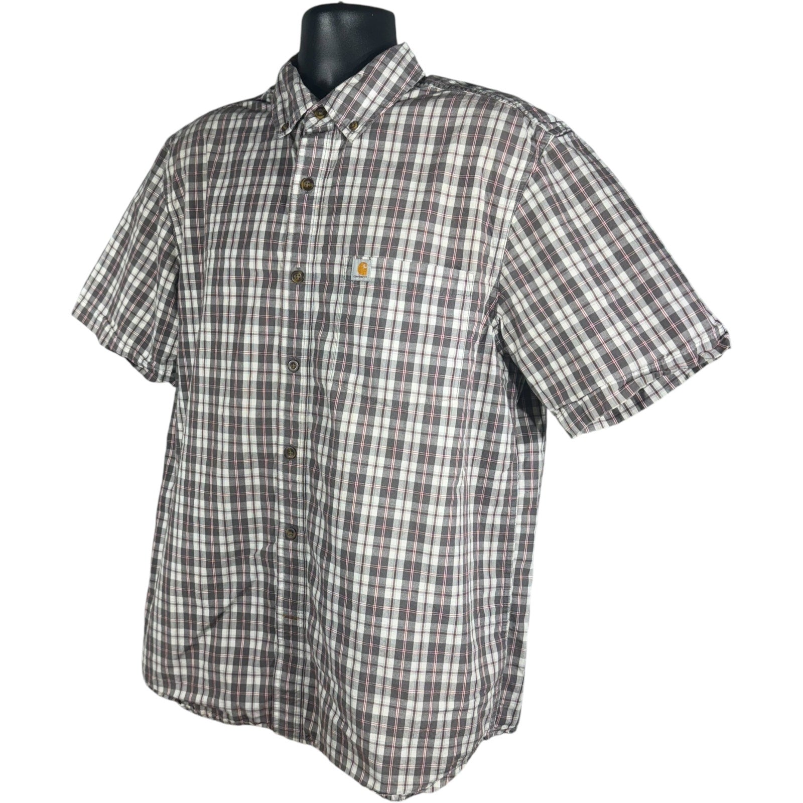 Collection of Carhartt Plaid Short Sleeve Button Up Shirt in a gallery layout