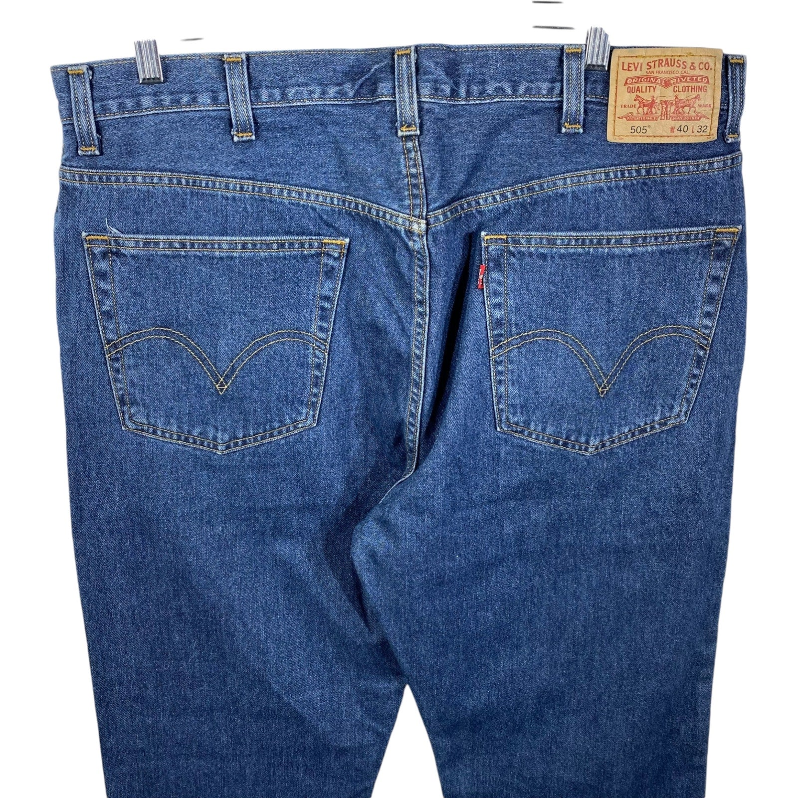 Collection of Levi's 505 Denim Regular Fit Straight Leg Jeans 40x32 in a gallery layout