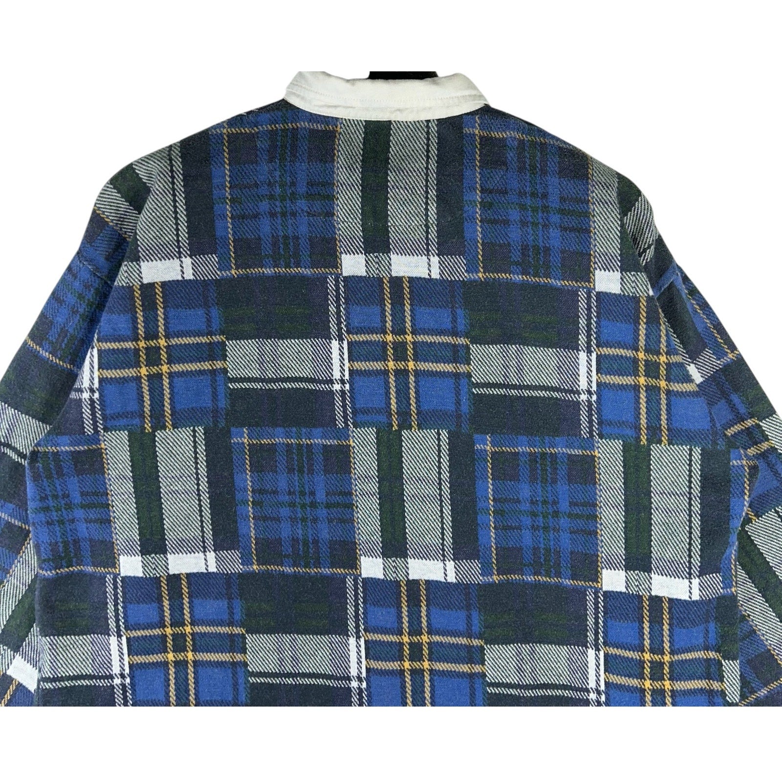 Collection of American Eagle Plaid Long Sleeve Rugby Polo in a gallery layout