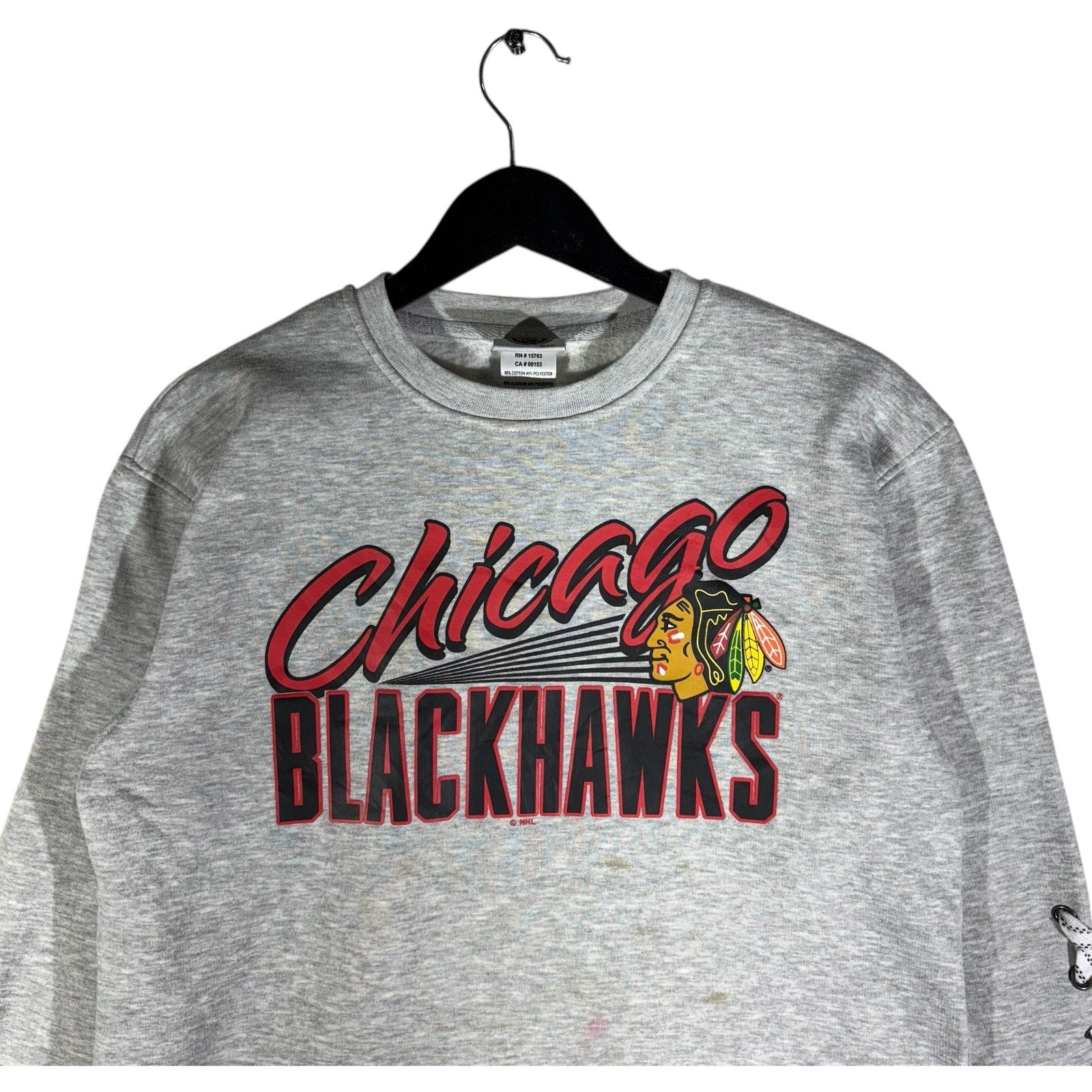 Collection of Women's Chicago Blackhawks Arm Laces Crewneck in a gallery layout