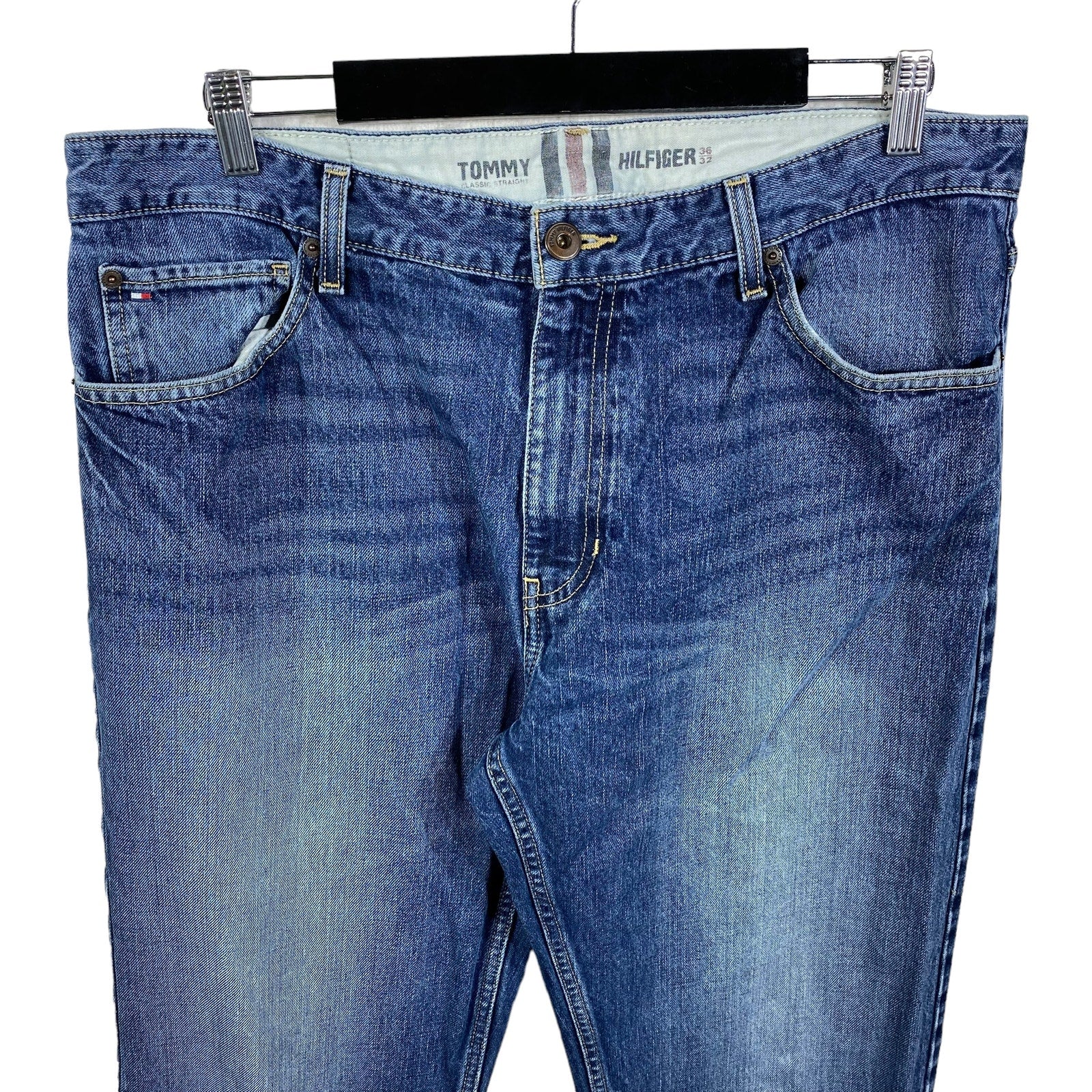 Collection of Tommy Hilfiger Denim Straight Leg Jeans 36x30 in a gallery layout