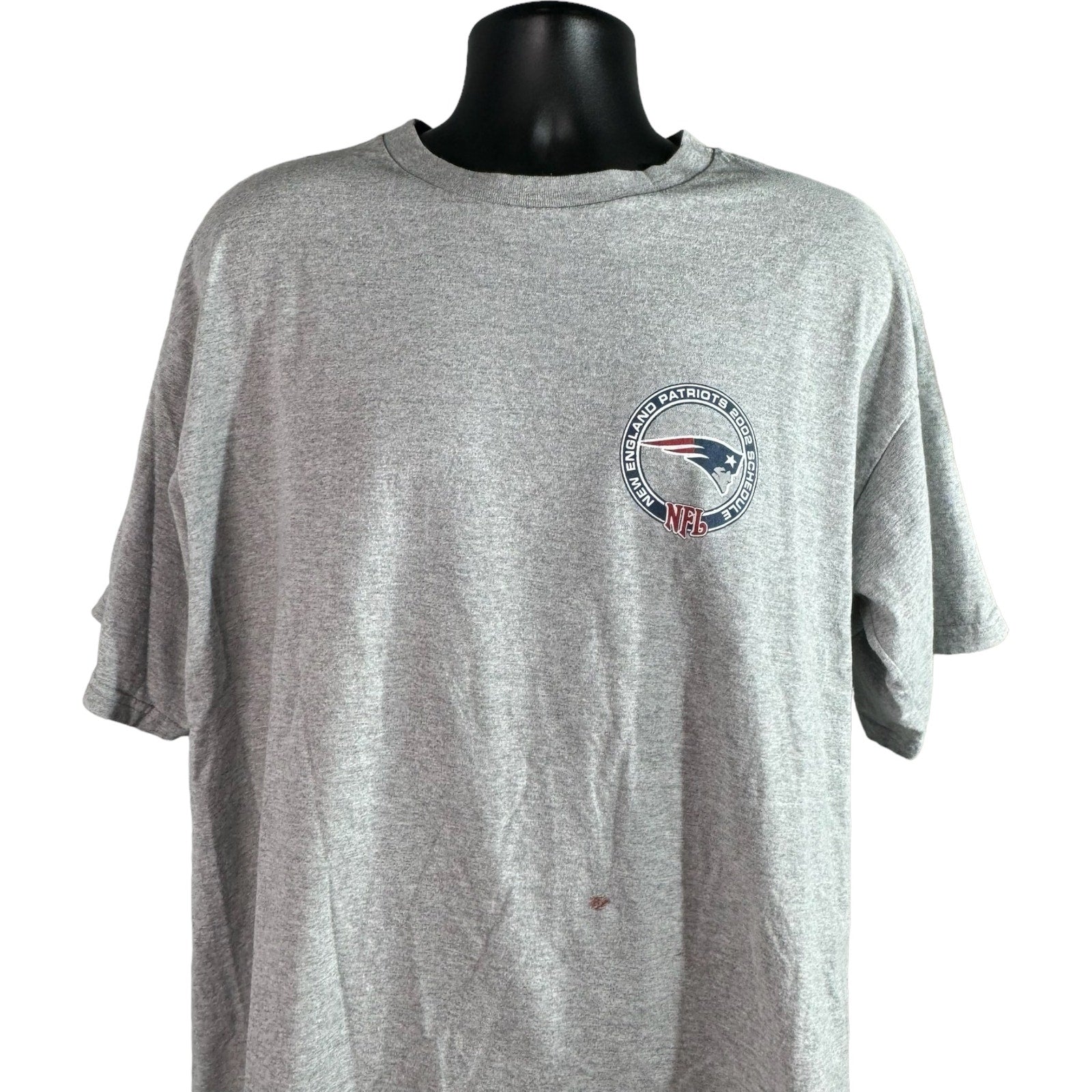 Collection of Vintage New England Patriots Season Schedule NFL Tee 2002 in a gallery layout