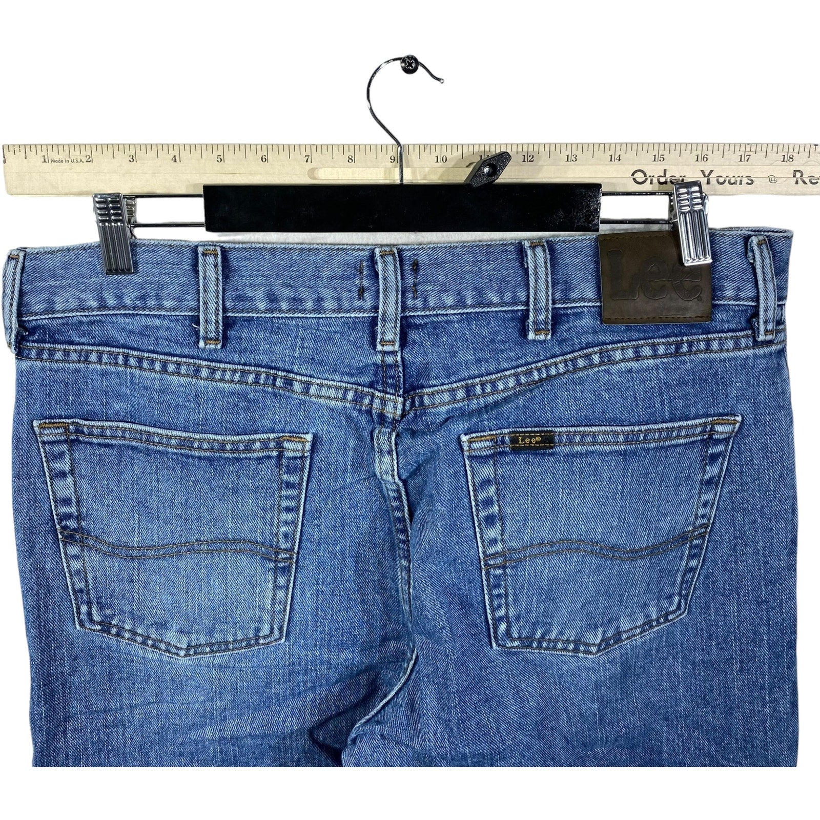 Collection of Lee Zip Fly Straight Leg Medium Wash Denim Pants in a gallery layout