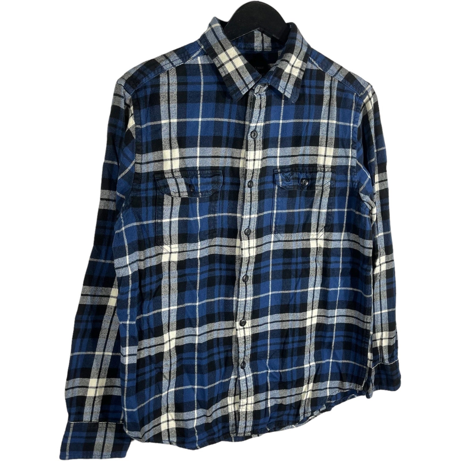 Collection of American Eagle Plaid Long Sleeve Flannel in a gallery layout