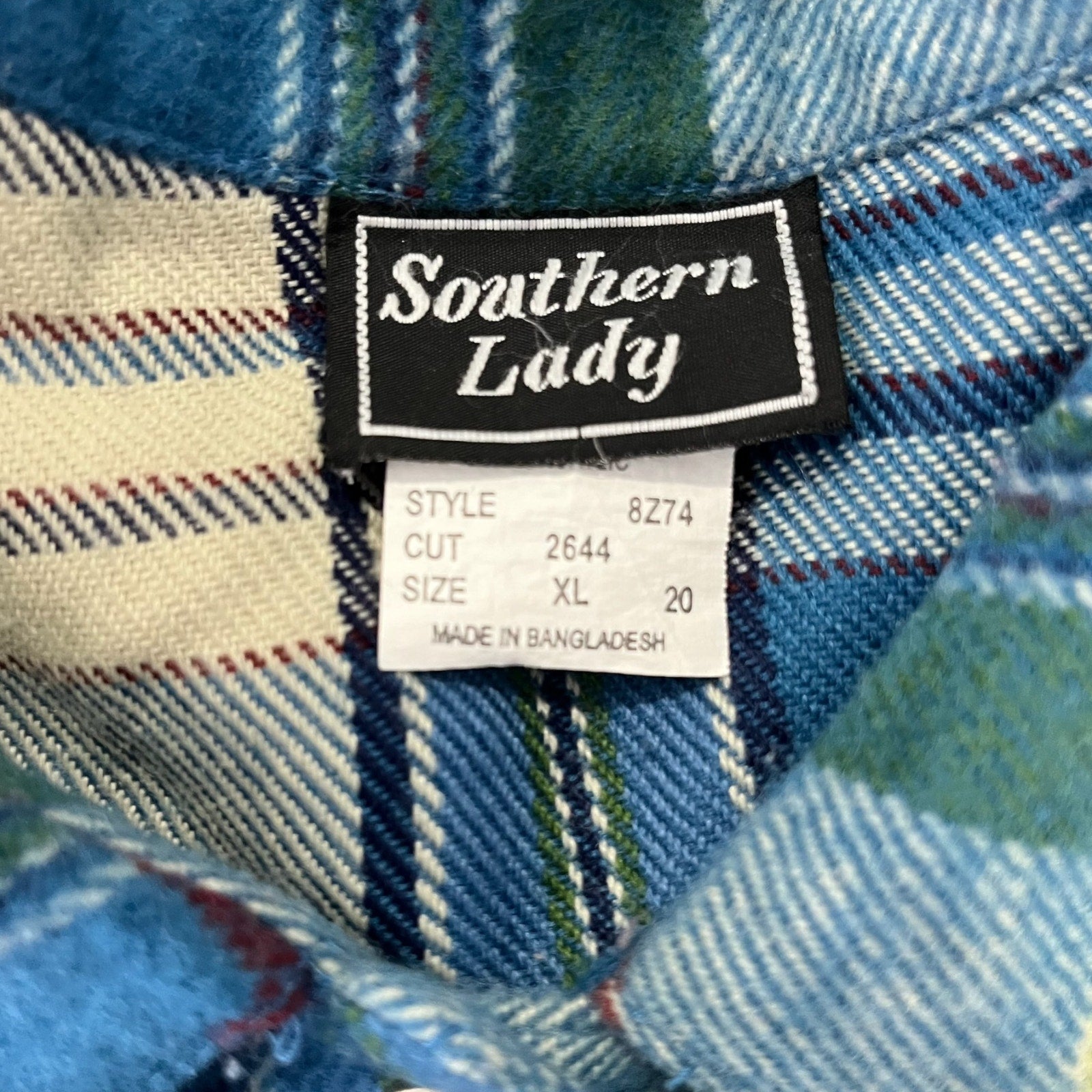 Collection of Southern Lady Plaid Long Sleeve Flannel in a gallery layout