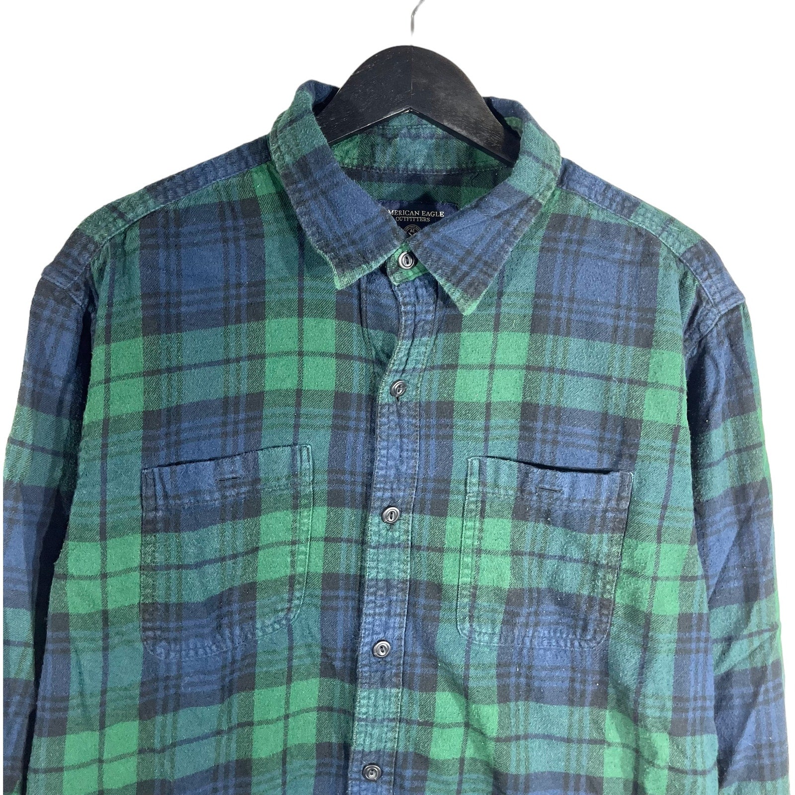 Collection of American Eagle Outfitters Prep Fit Plaid Long Sleeve Flannel in a gallery layout