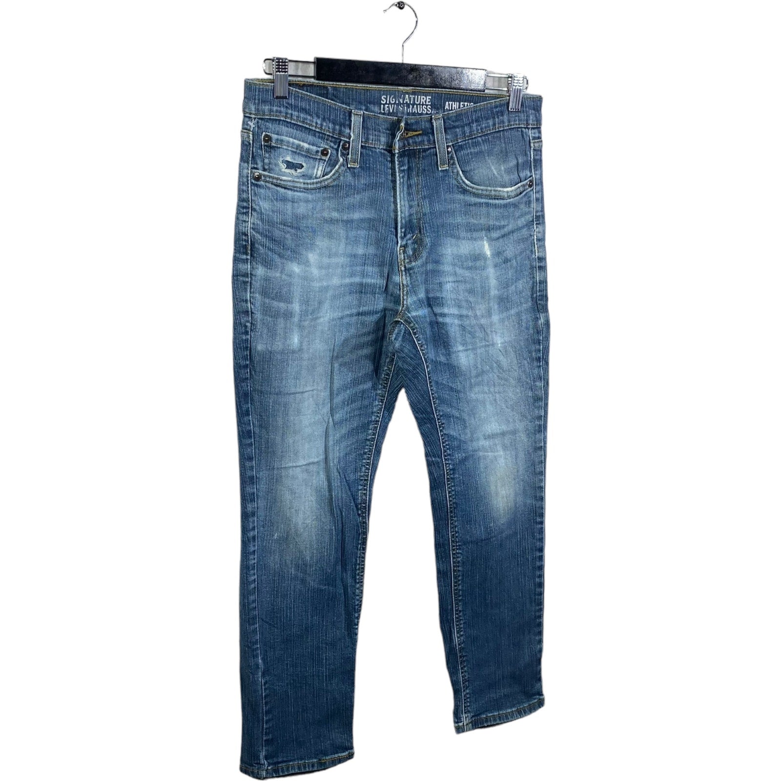 Collection of Levis Athletic Denim Straight Leg Jeans 31x27 in a gallery layout