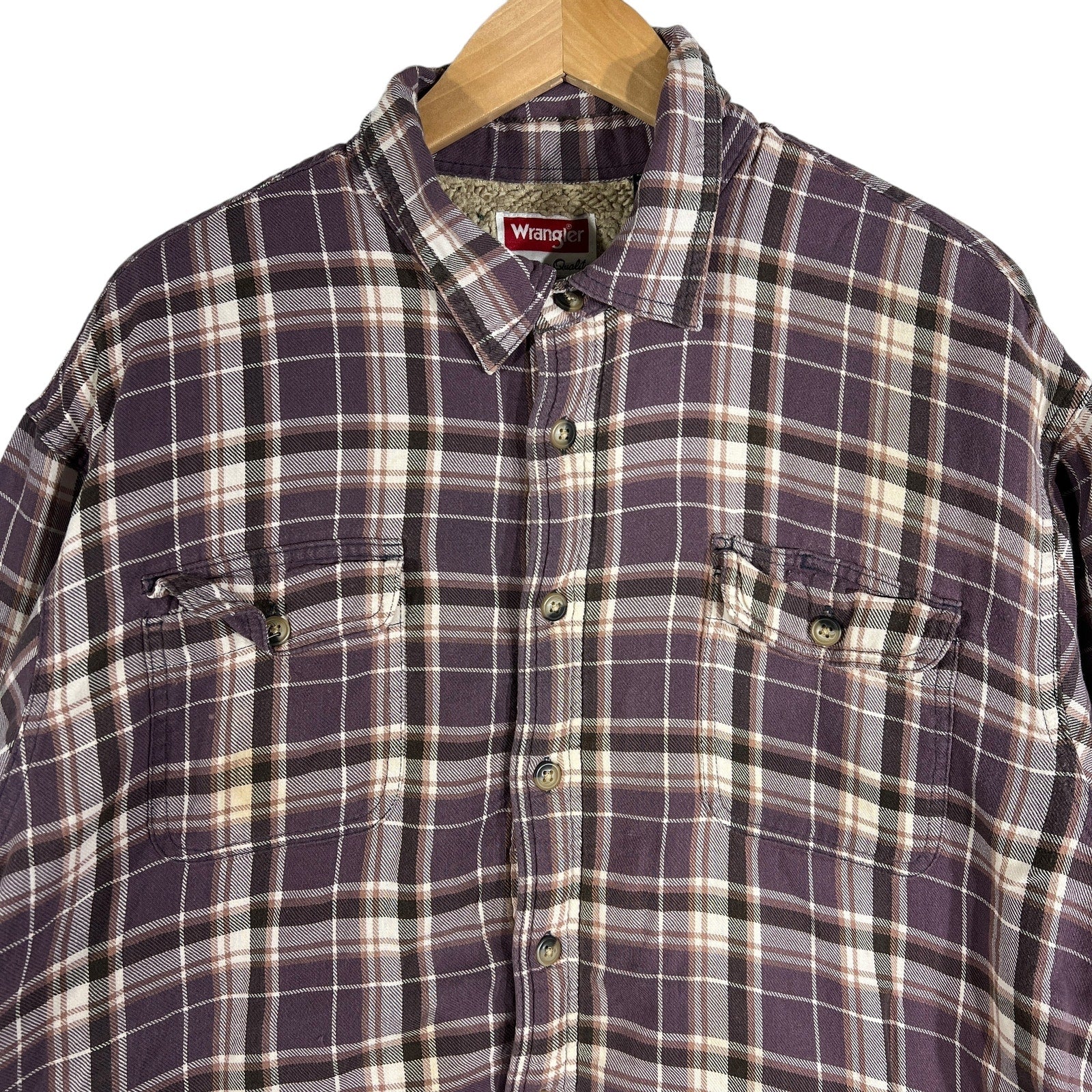 Collection of Wrangler Sherpa Lined Plaid Flannel in a gallery layout