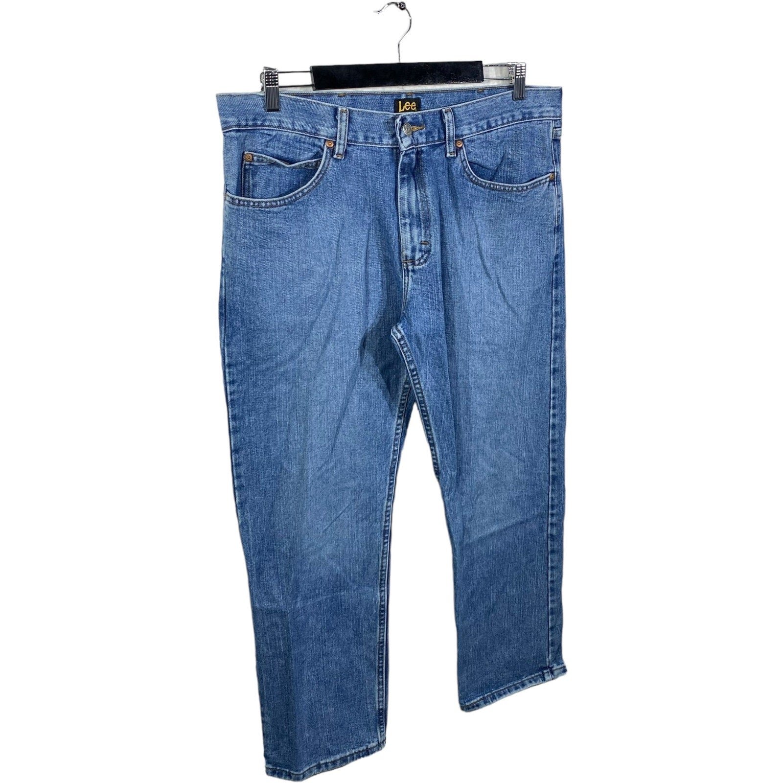 Collection of Lee Zip Fly Straight Leg Medium Wash Denim Pants in a gallery layout