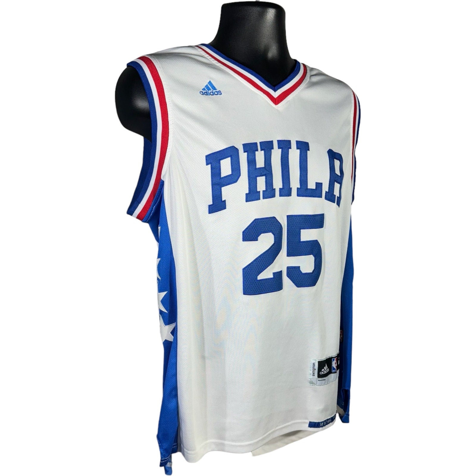 Collection of Adidas NBA Philadelphia 76ers #25 Ben Simmons Jersey in a gallery layout