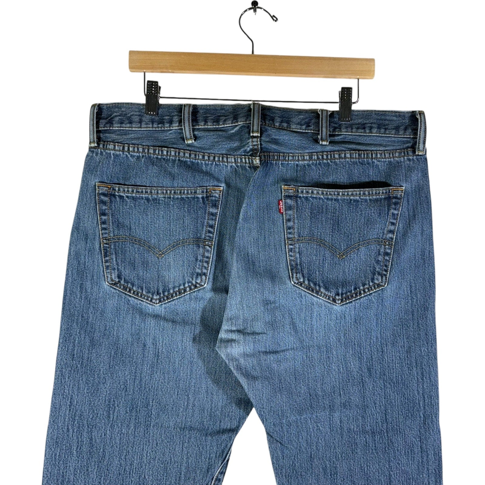 Collection of Levi Strauss Red Tab Denim Straight Leg Jeans 38x27 in a gallery layout