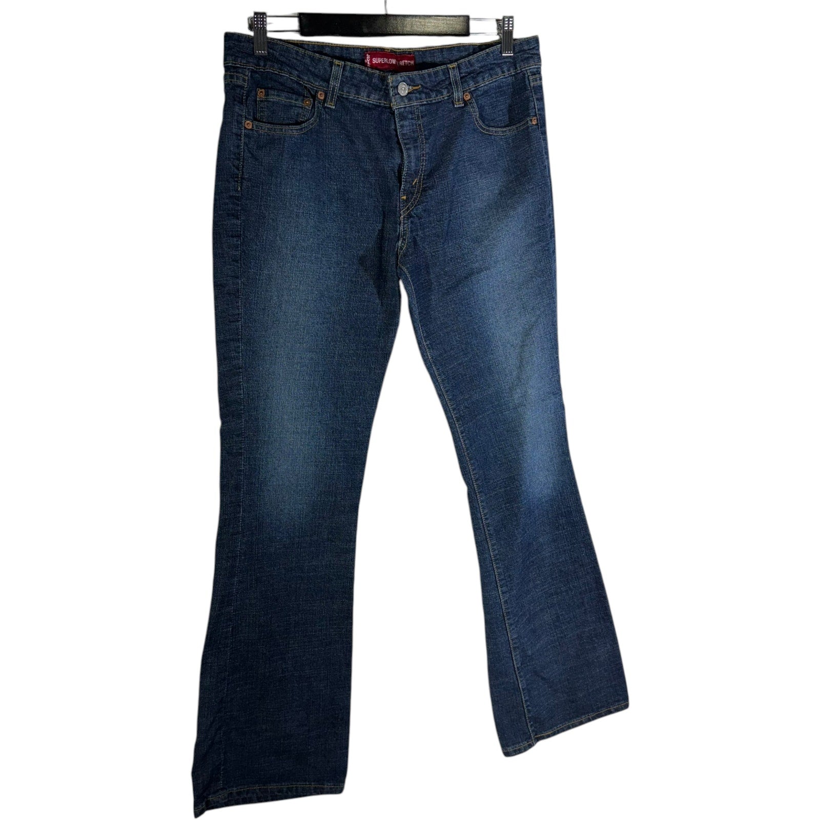 Collection of Levi Strauss Denim Flared Jeans 34x30.5 in a gallery layout
