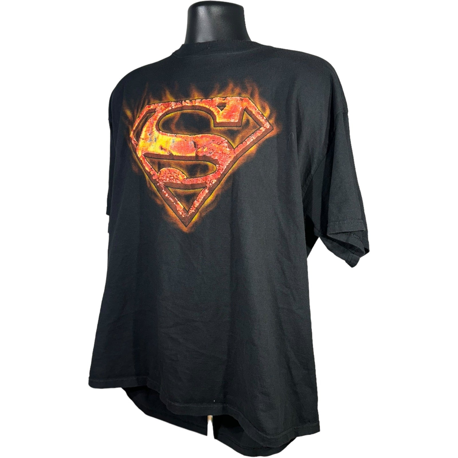 Collection of Vintage Superman Flaming S Logo Short Sleeve Tee in a gallery layout