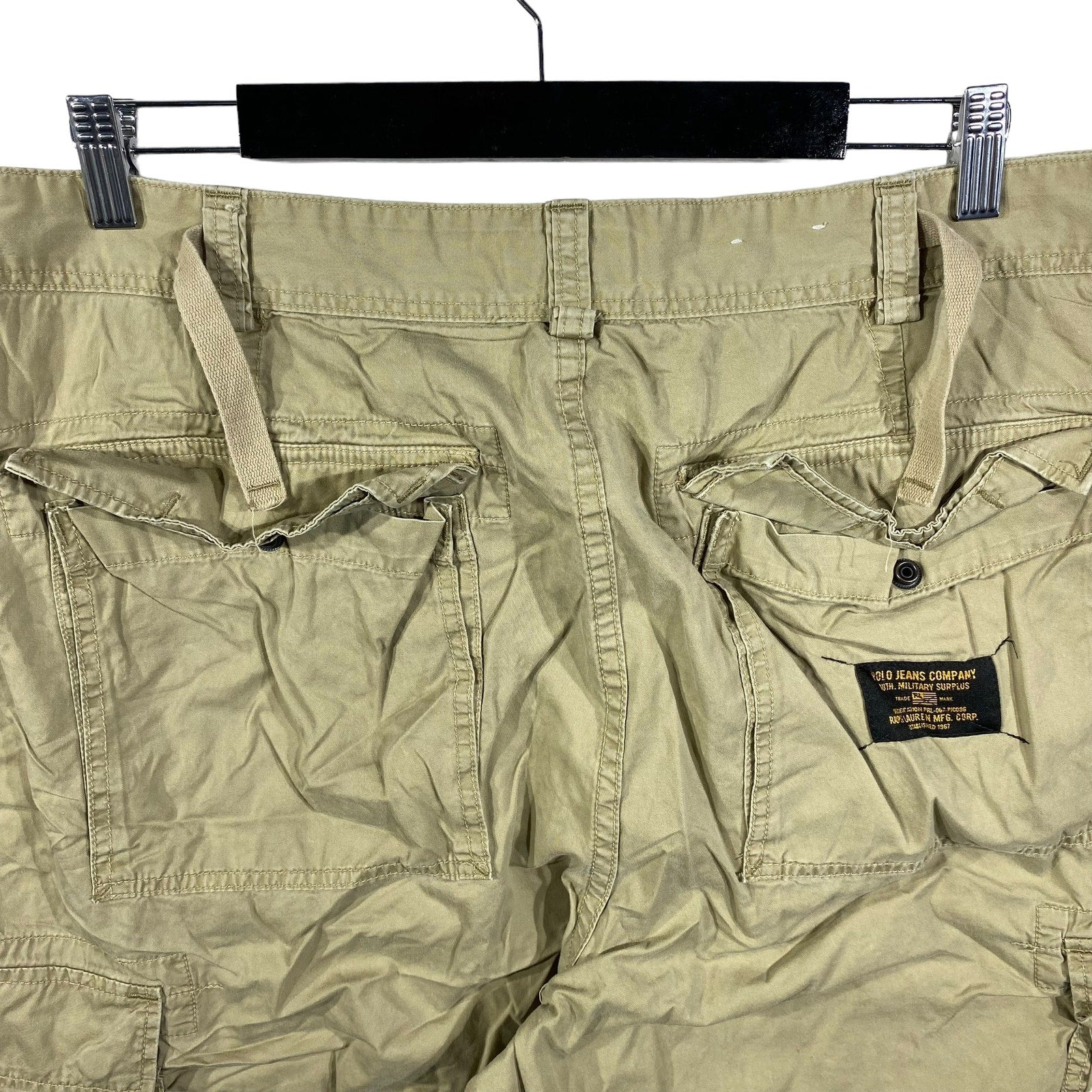 Collection of Polo Jeans Co. Ralph Lauren Zip Fly Cargo Tan Shorts in a gallery layout