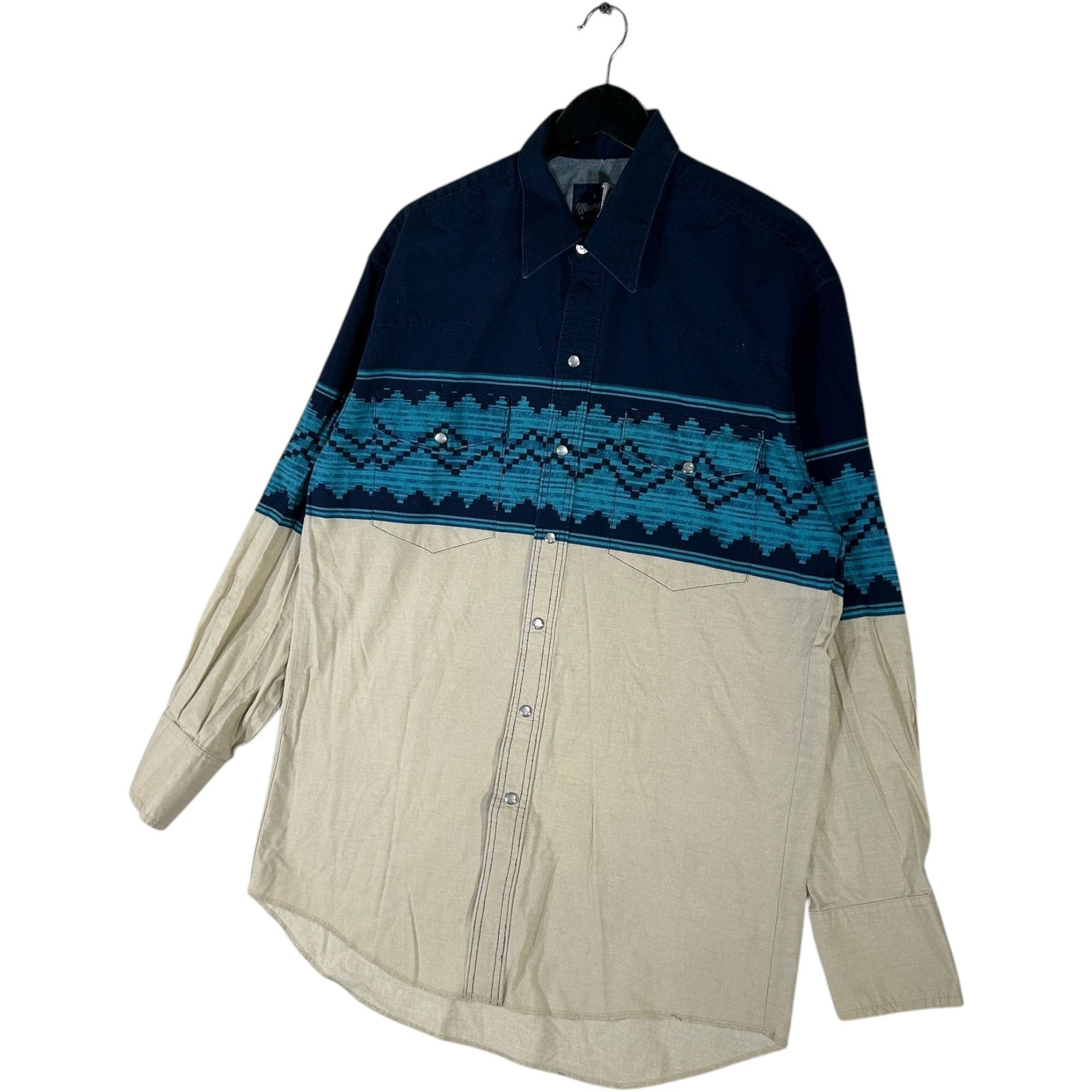 Collection of Vintage Western Wrangler Pearl Snap Long Sleeve Button Up in a gallery layout