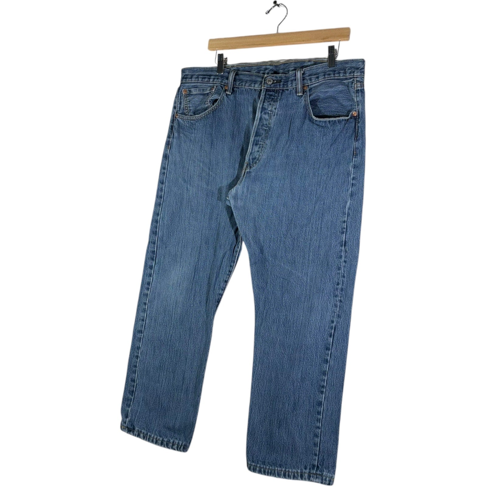 Collection of Levi Strauss Red Tab Denim Straight Leg Jeans 38x27 in a gallery layout