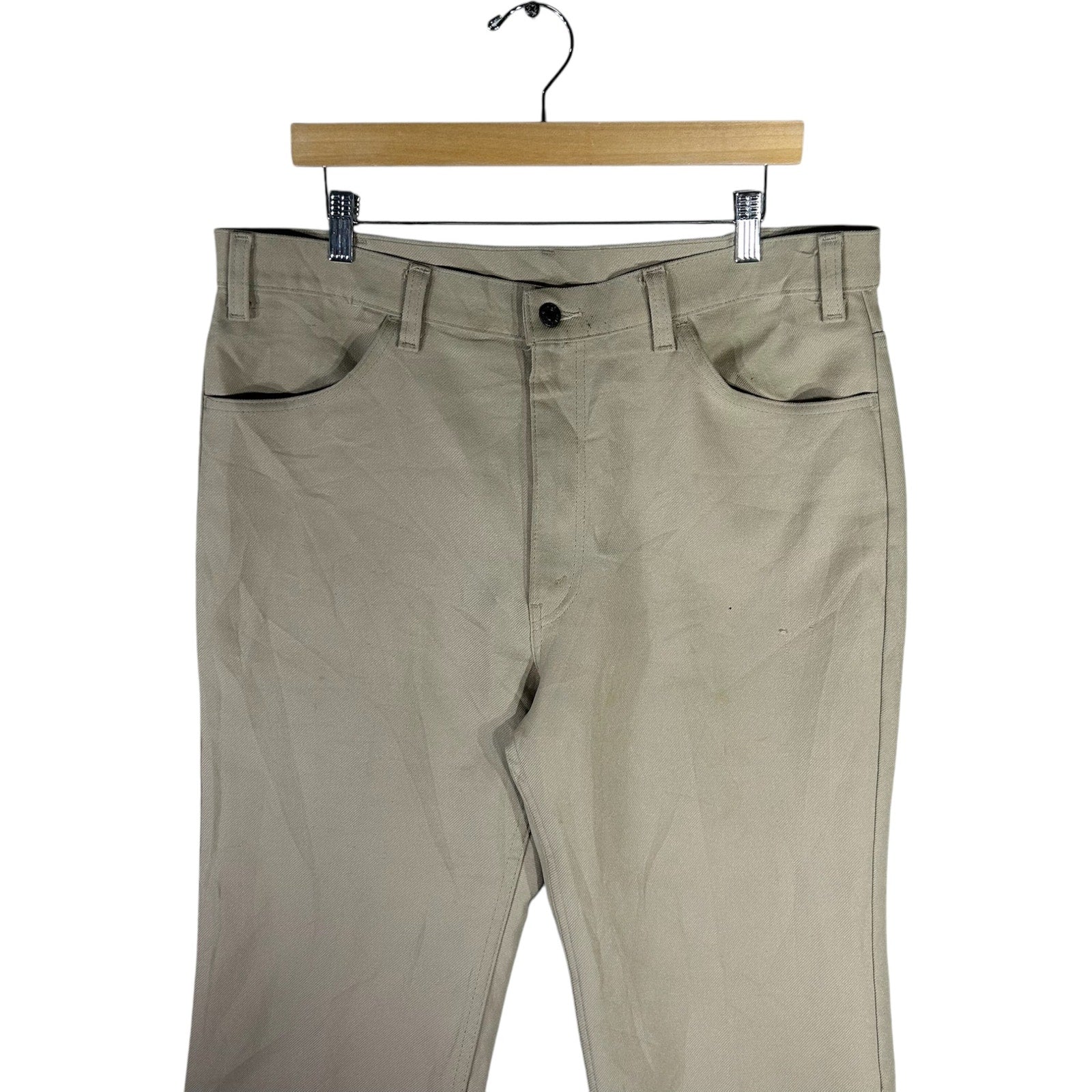 Collection of Vintage Levi's 100% Dacron Polyester Chino Pants 37x28 in a gallery layout