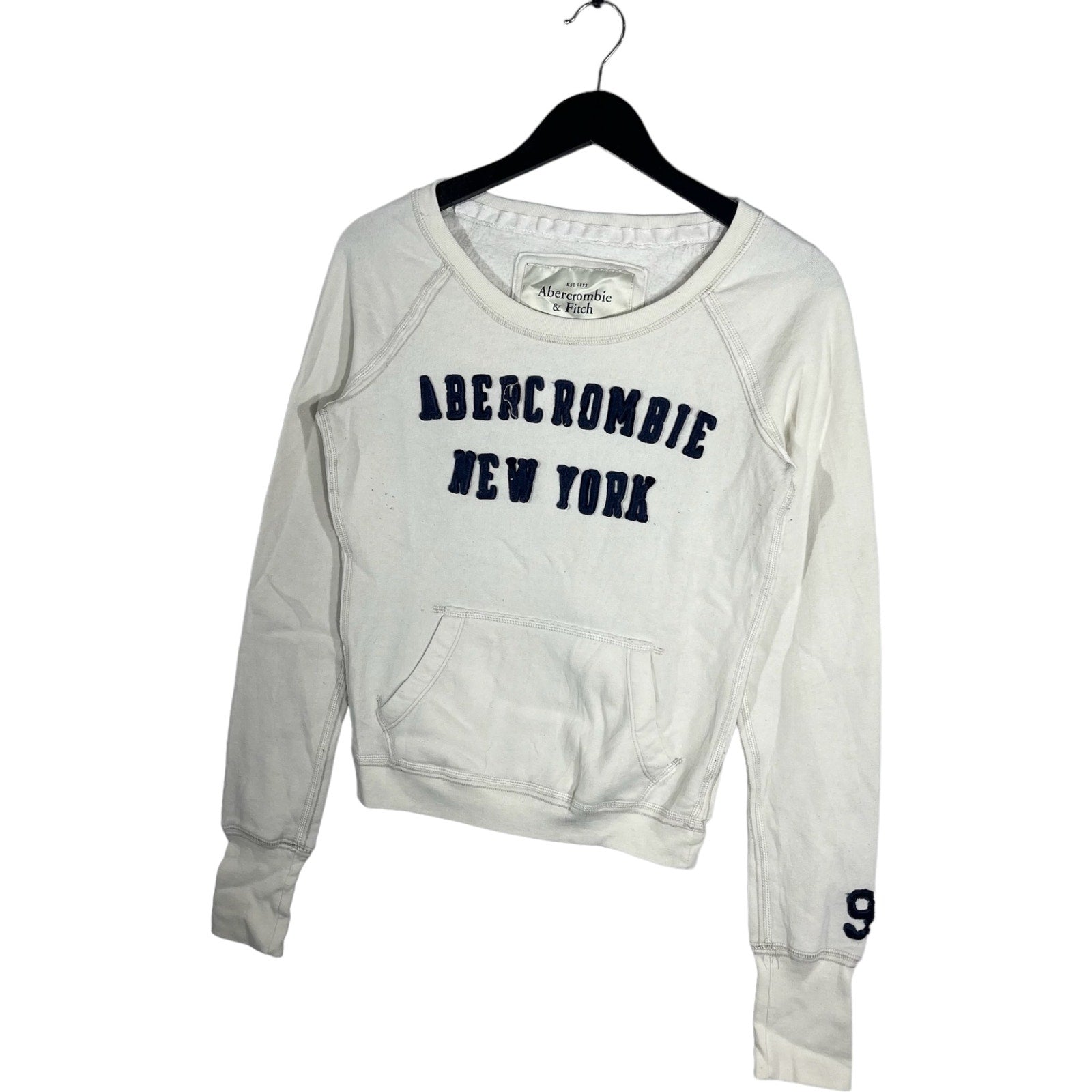 Collection of Women's Abercrombie & Fitch Spellout Crewneck in a gallery layout